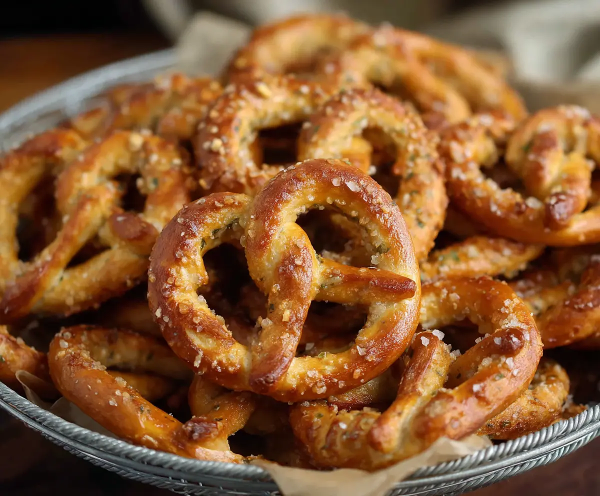 savory garlic ranch pretzels with a crunchy exterior and flavorful seasoning