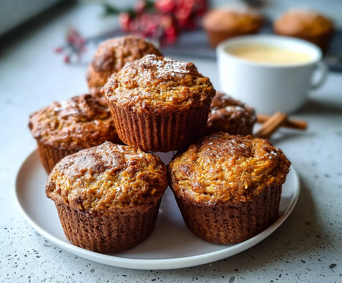 Delicious Gingerbread Cottage Cheese Breakfast Muffins on a plate with cinnamon and ginger spice.