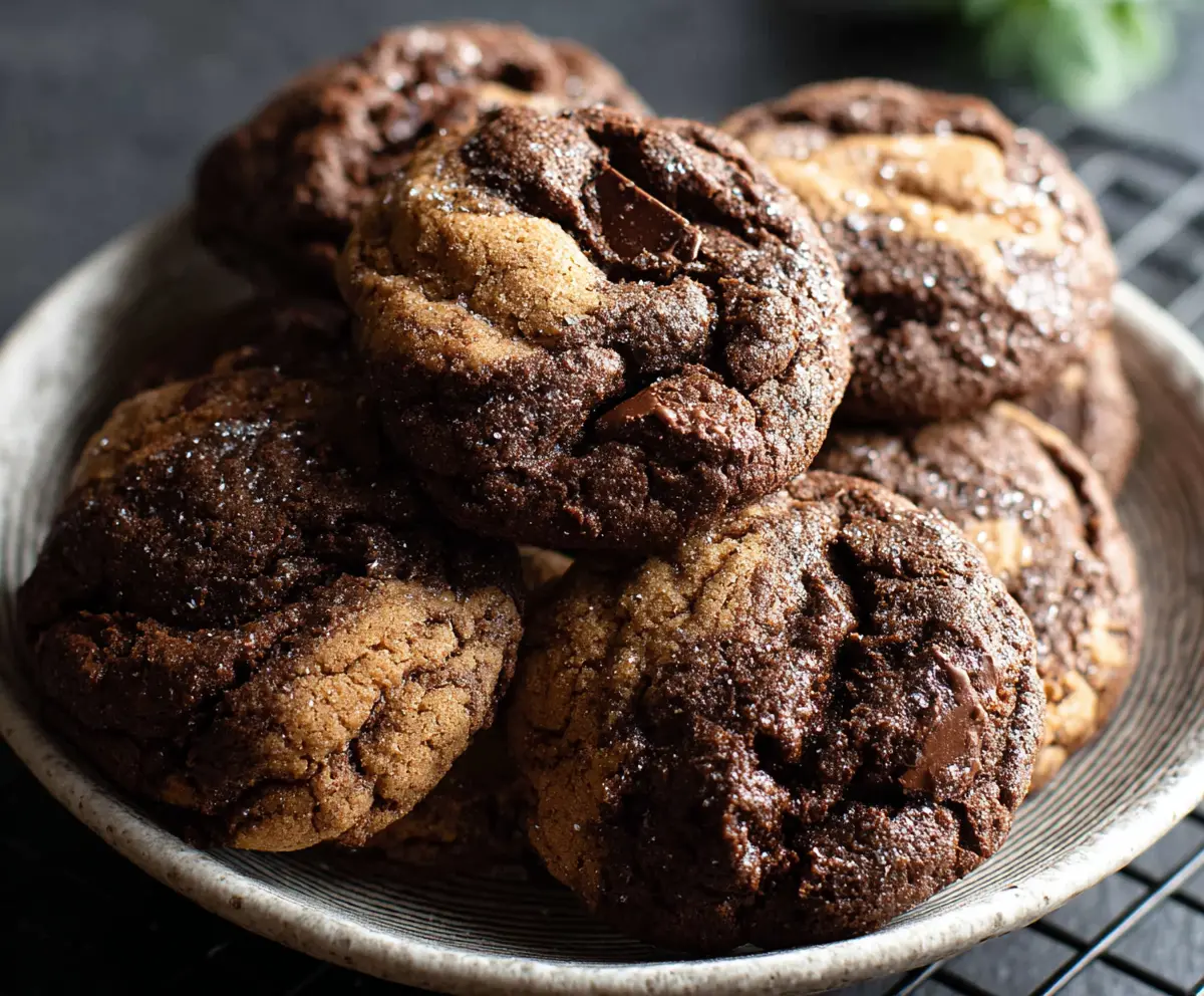 Delicious sourdough cookies with a swirl of rich chocolate and creamy peanut butter.