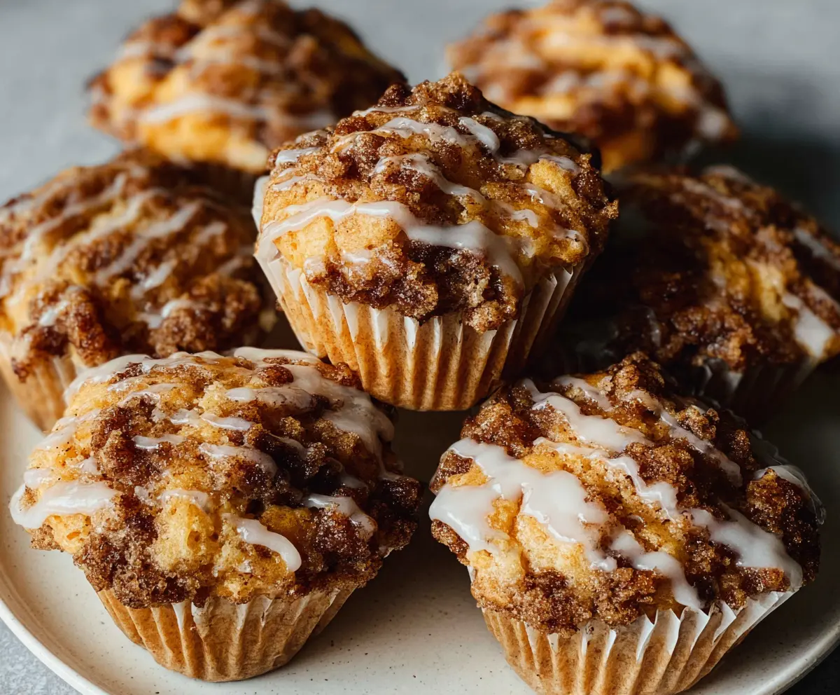 Delicious Sourdough Discard Coffee Cake Muffins with streusel topping on a baking tray.