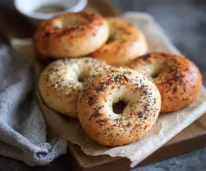 Easy homemade 2 ingredient bagels with golden crust and chewy interior.