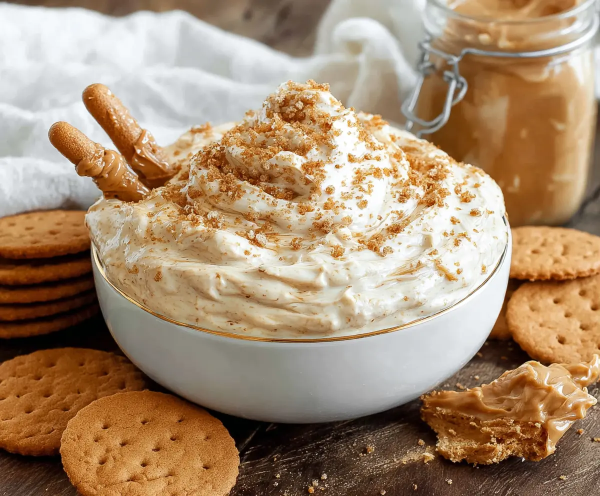 Delicious cookie butter dip served with cookies for a sweet snack.