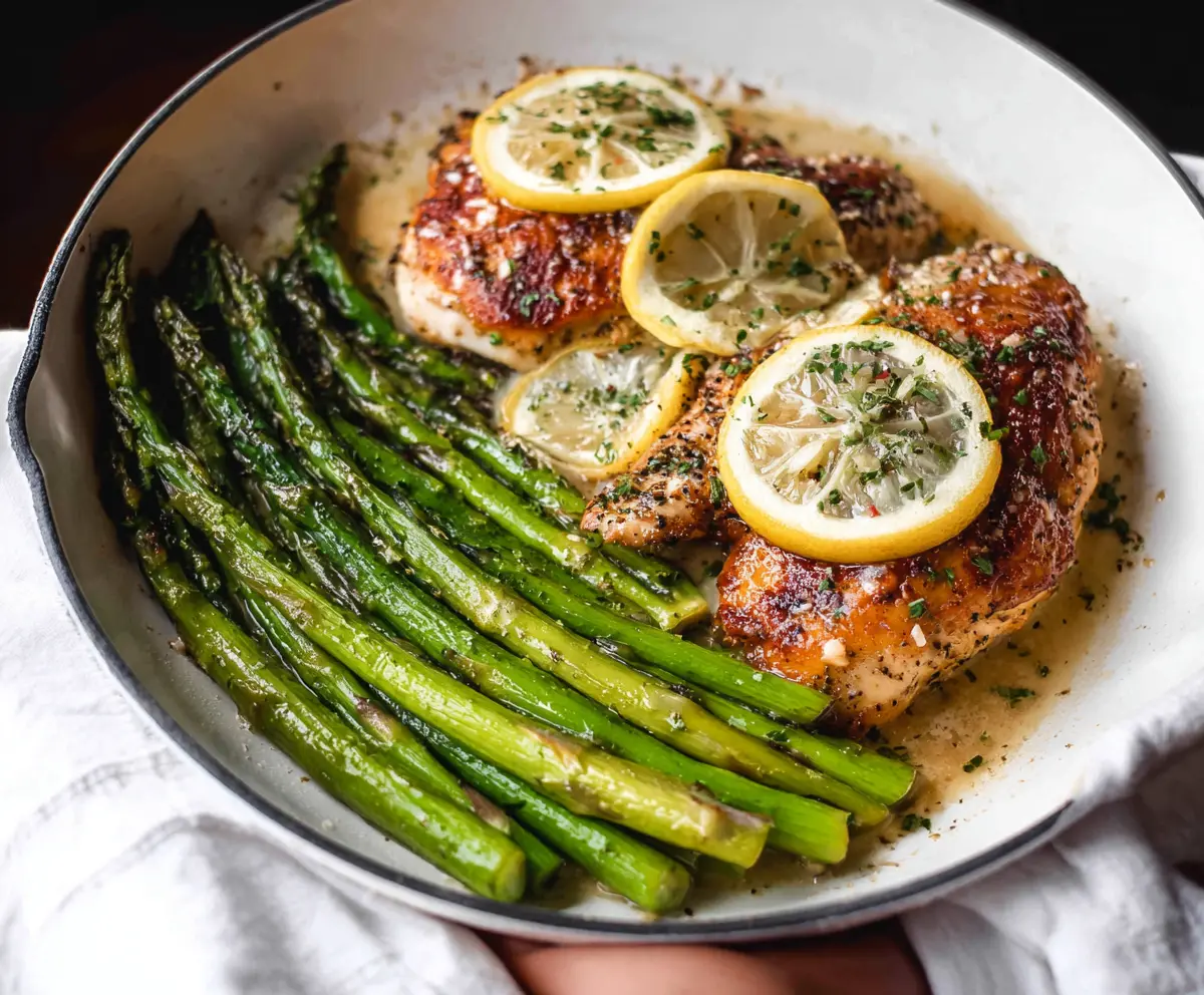 Delicious Lemon Chicken with Fresh Asparagus on a Plate