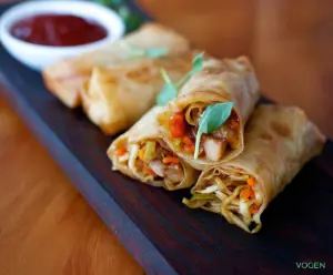 Delicious Lo Mein Spring Rolls with Asian-inspired ingredients and fresh vegetables