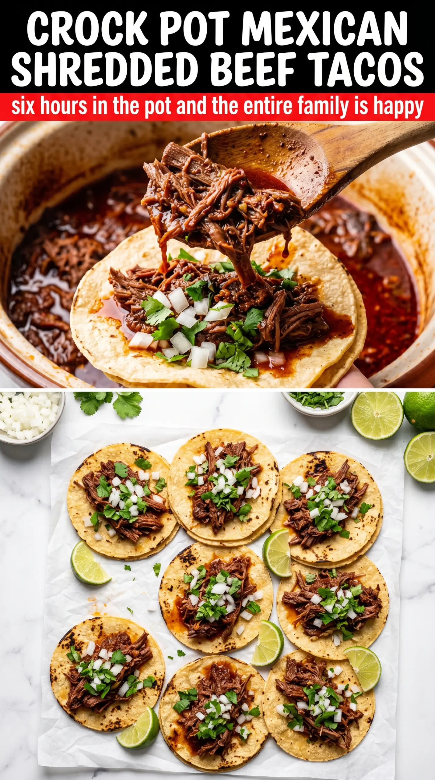 Crock Pot Mexican Shredded Beef Tacos tender shredded beef, soft tortillas