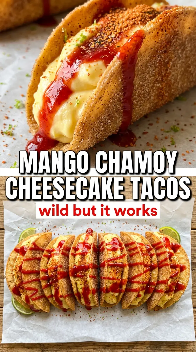 Mango Chamoy Cheesecake Tacos creamy crispy tangy