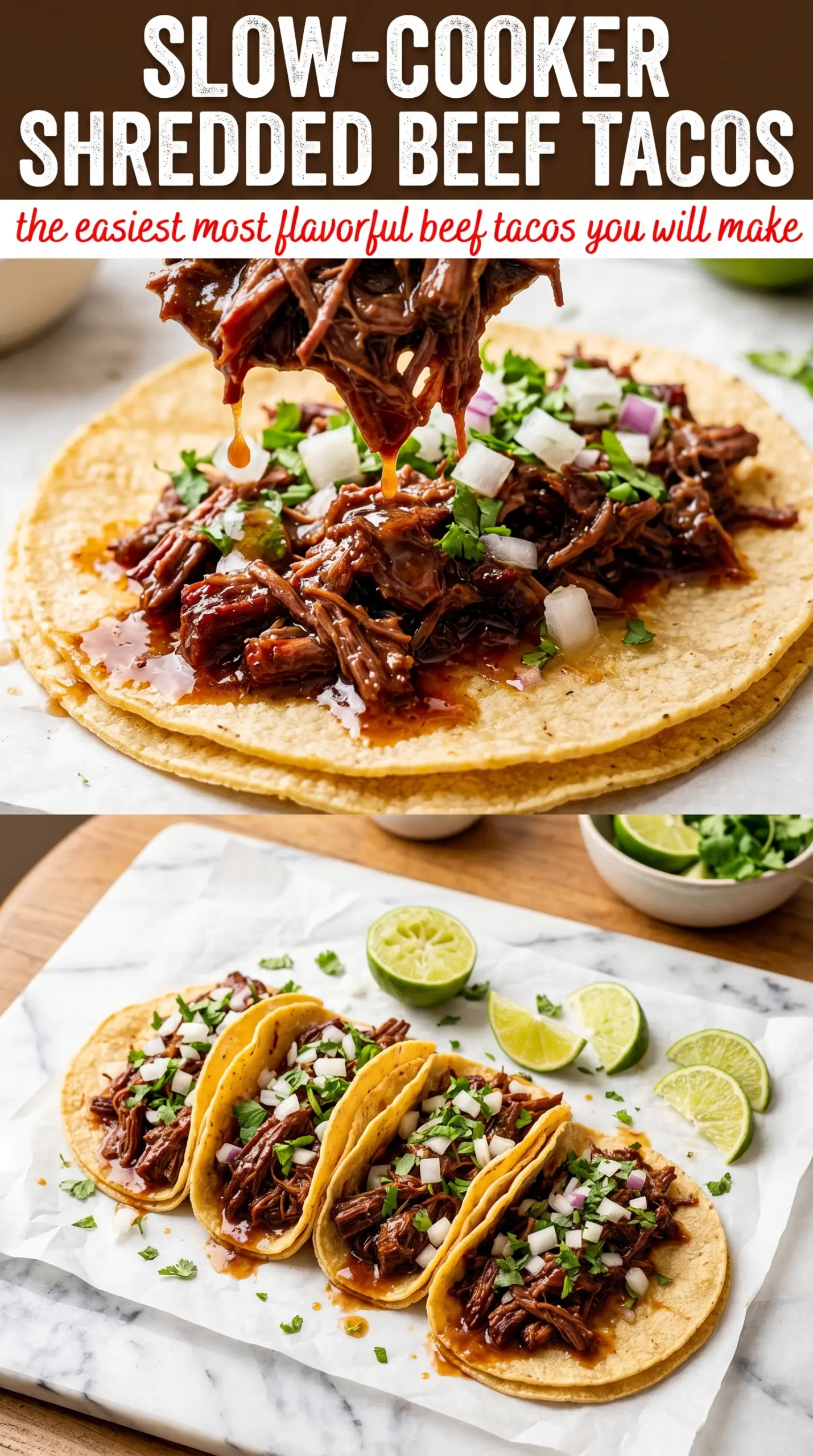 Slow-Cooker Shredded Beef Tacos tender shredded beef warm tortillas