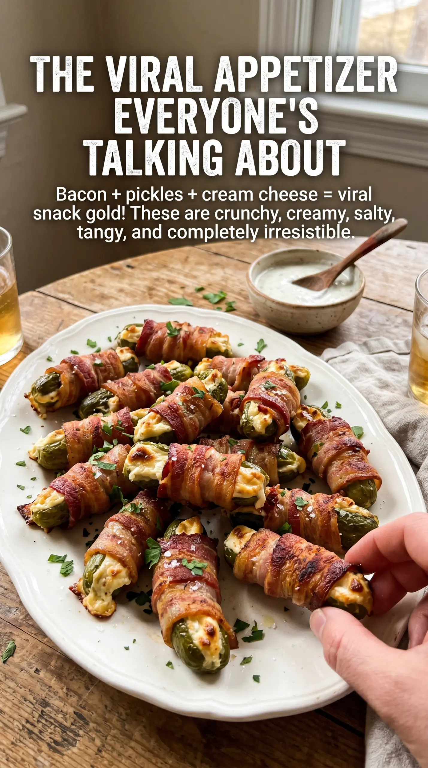 Bacon Wrapped Pickles Stuffed With Cream Cheese crispy tangy creamy