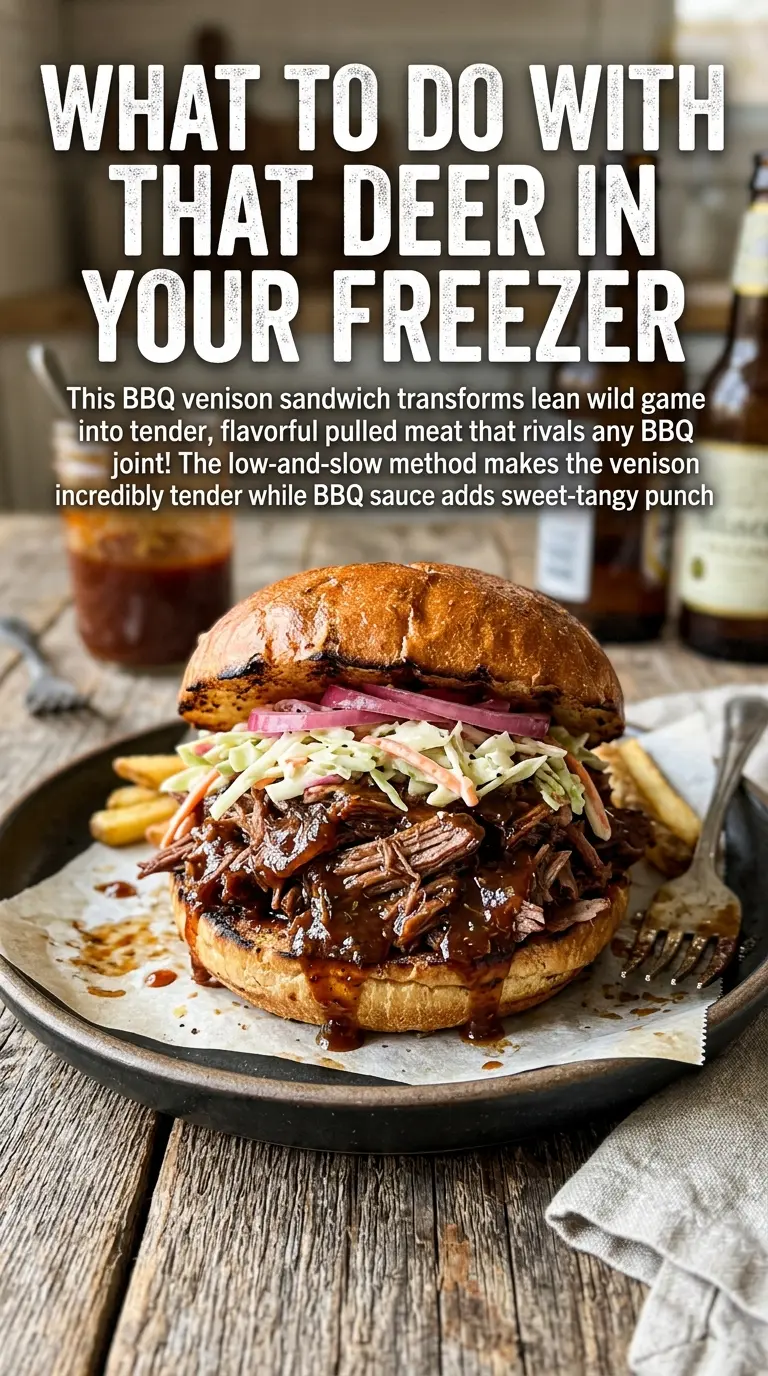 BBQ venison sandwich pulled venison toasted buns