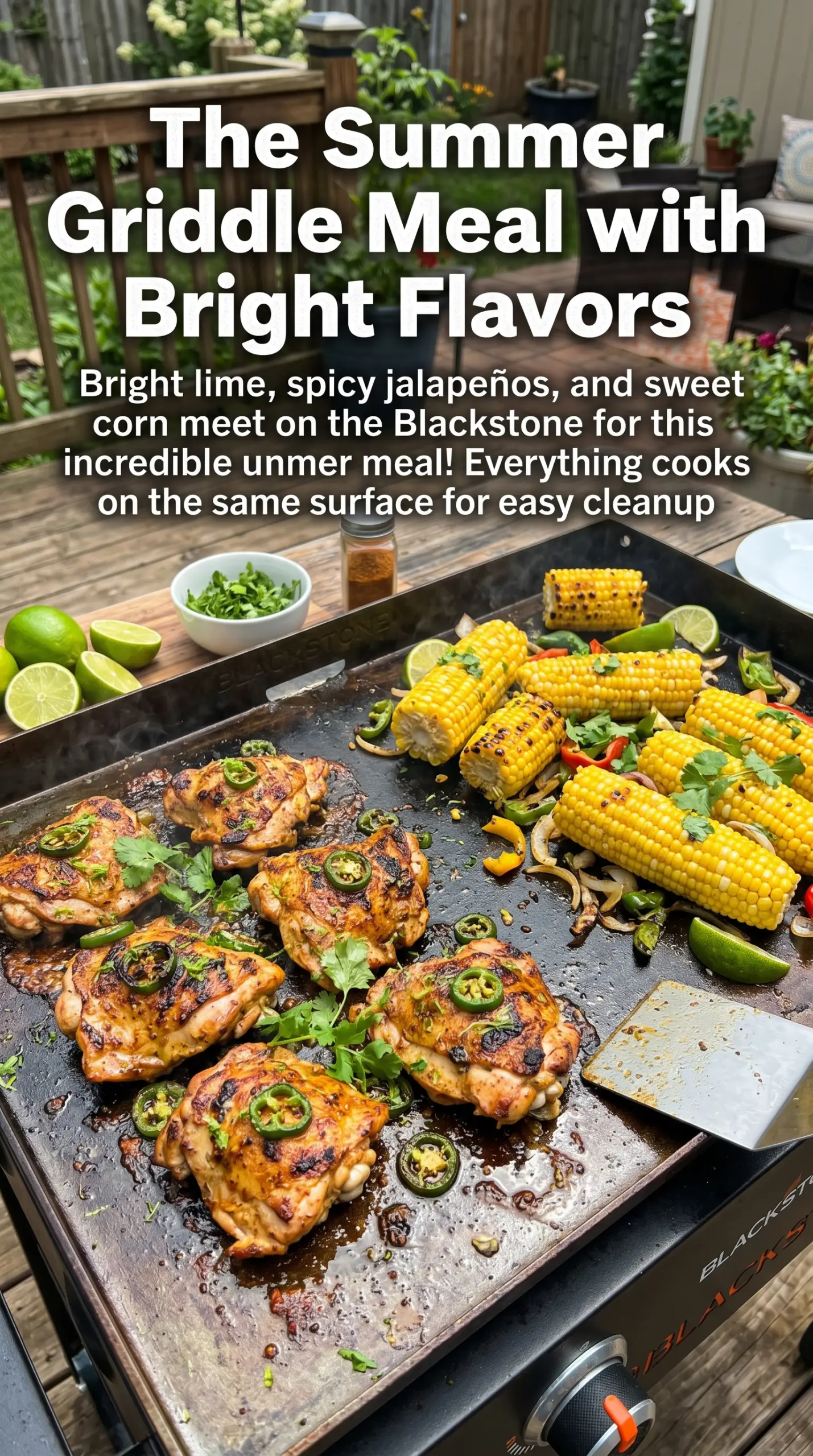Blackstone Jalapeno Lime Chicken and Corn grilled, smoky, zesty