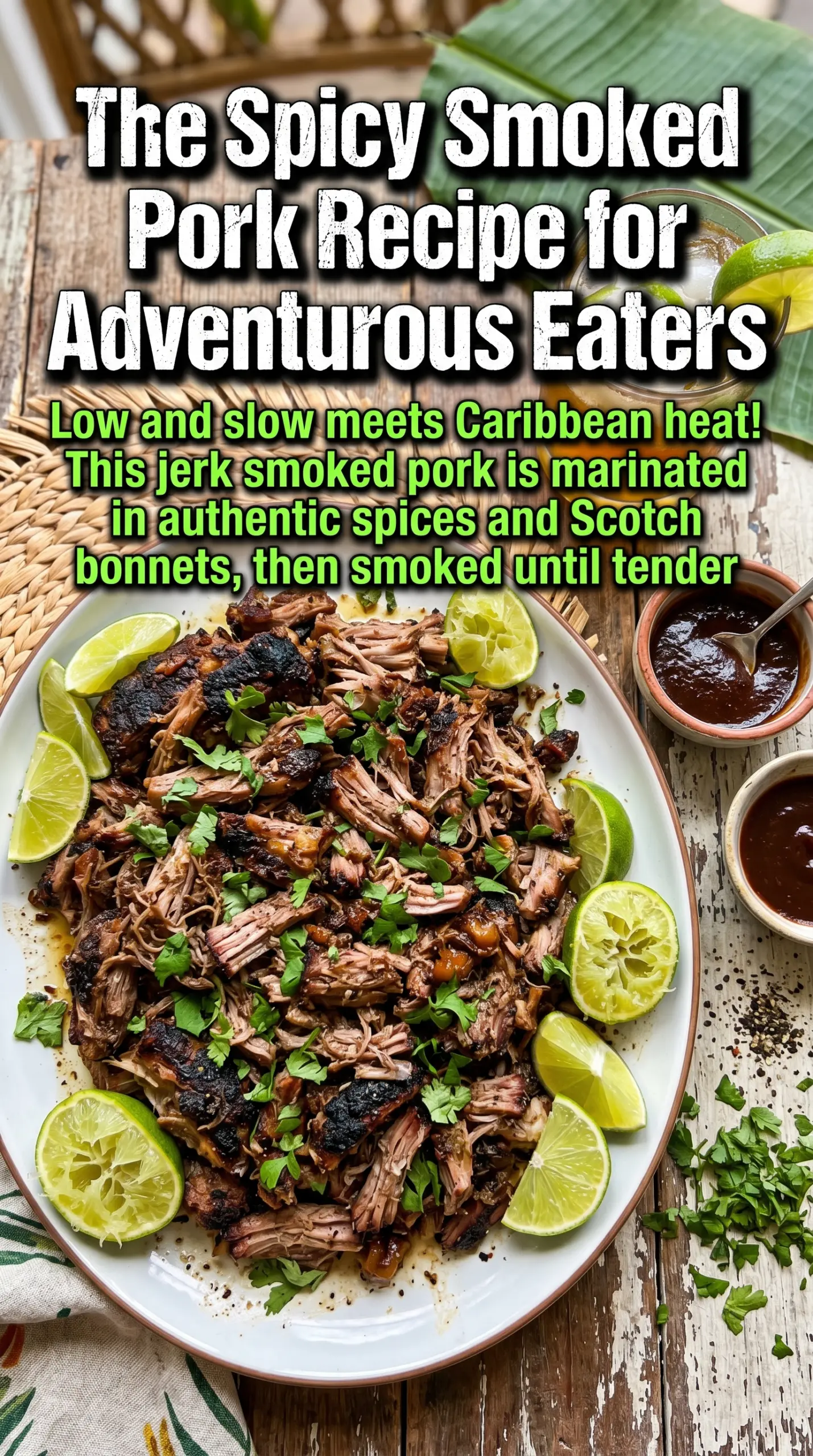 Caribbean Jerk Smoked Pork smoky spicy pulled pork