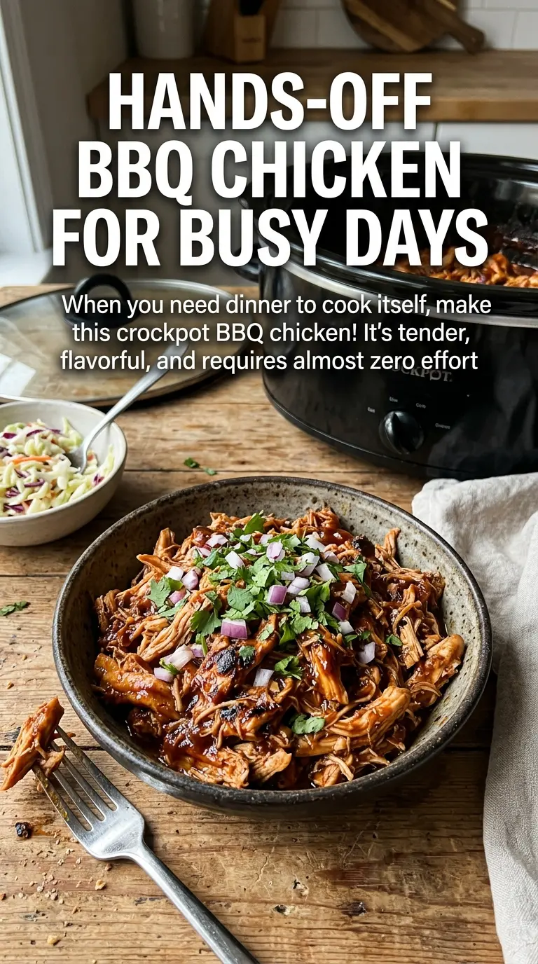 Best Crockpot BBQ Chicken tender shredded sandwich