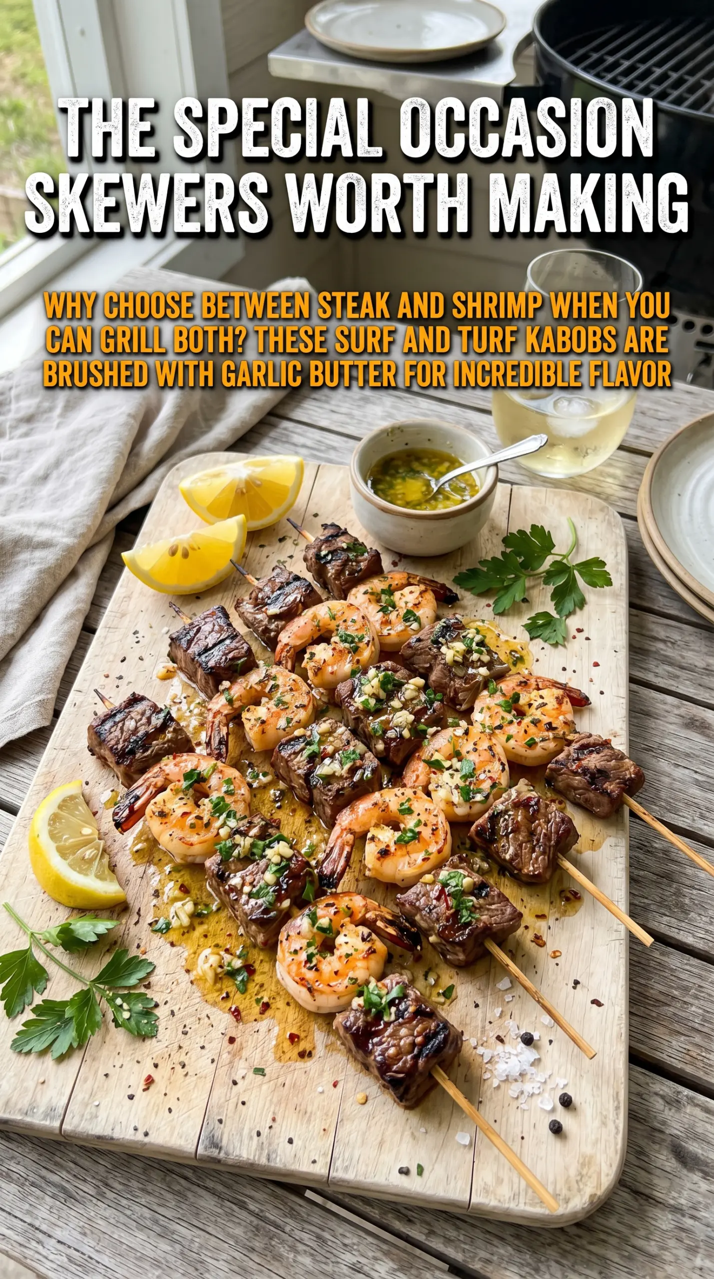 Grilled Garlic Butter Steak and Shrimp Kabobs steak shrimp garlic butter