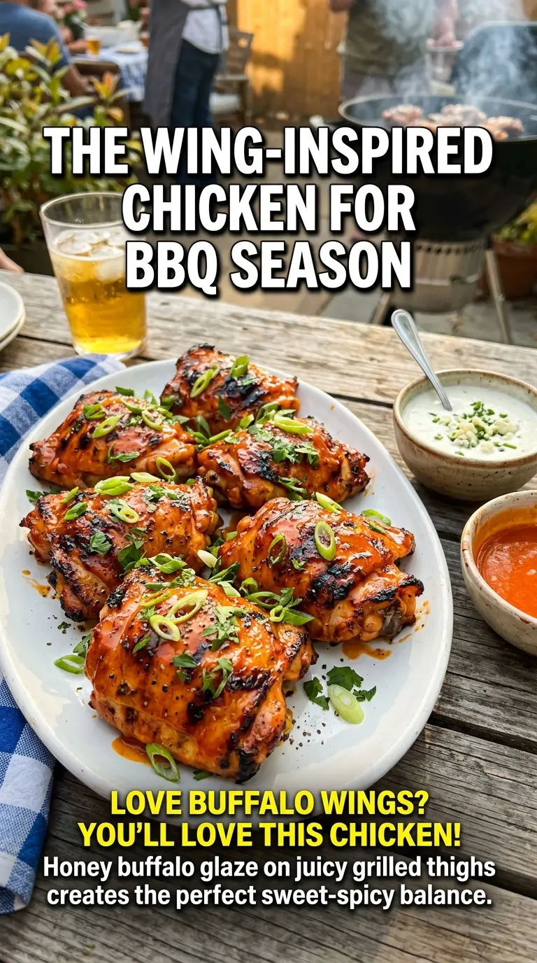 Grilled Honey Buffalo Chicken Thighs sticky glazed
