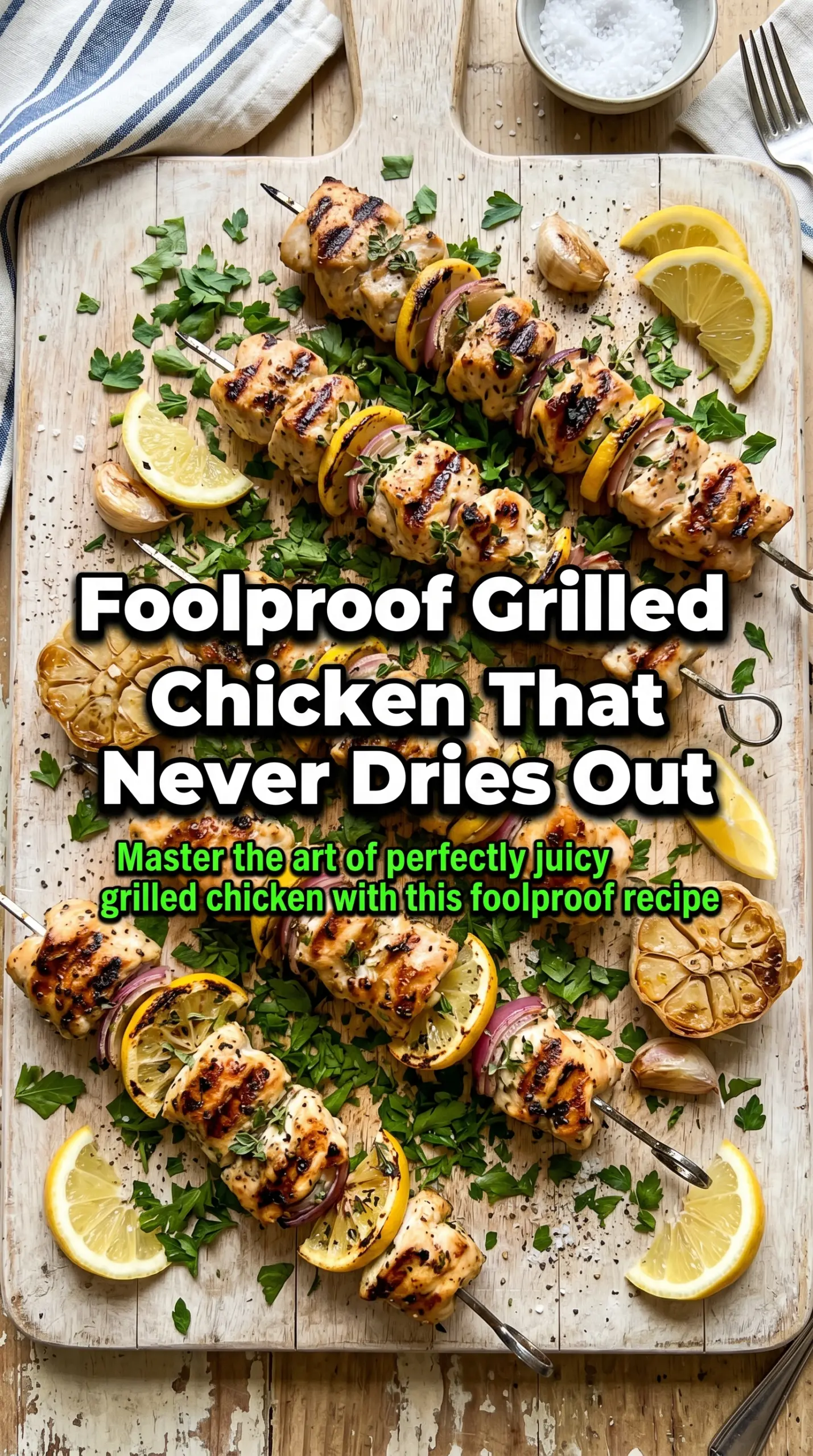 Grilled Lemon Garlic Chicken Skewers bright zesty charred
