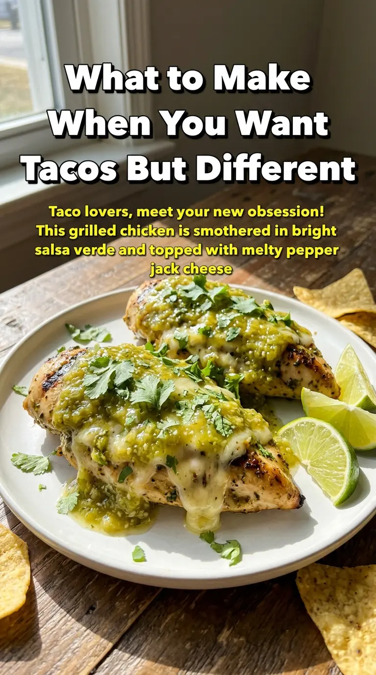 Grilled Salsa Verde Pepper Jack Chicken tangy melted-cheese
