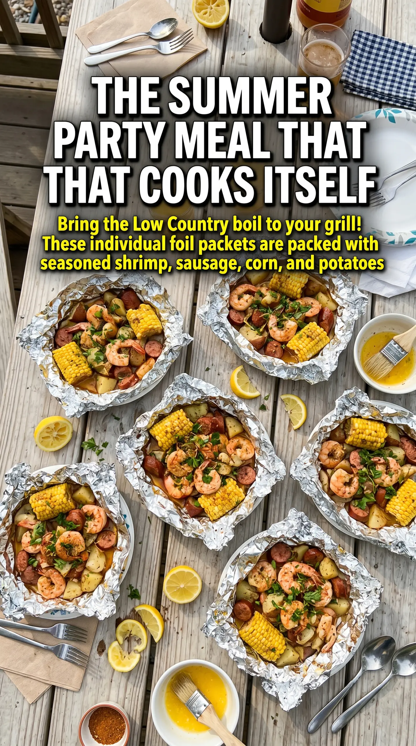 Grilled Shrimp Boil in Foil Packets colorful smoky lemon