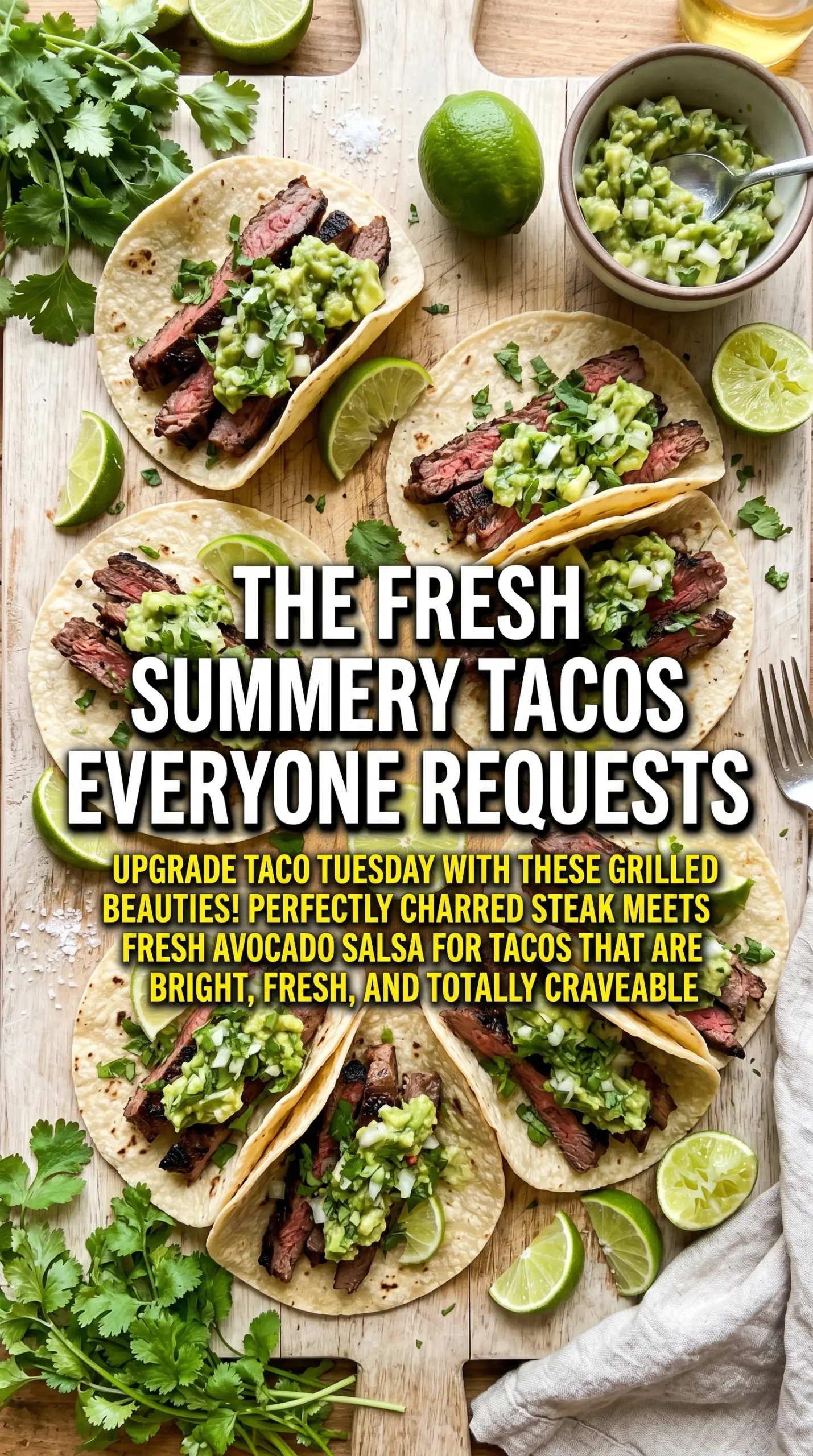 Grilled Steak Tacos with Avocado Salsa charred fresh lime