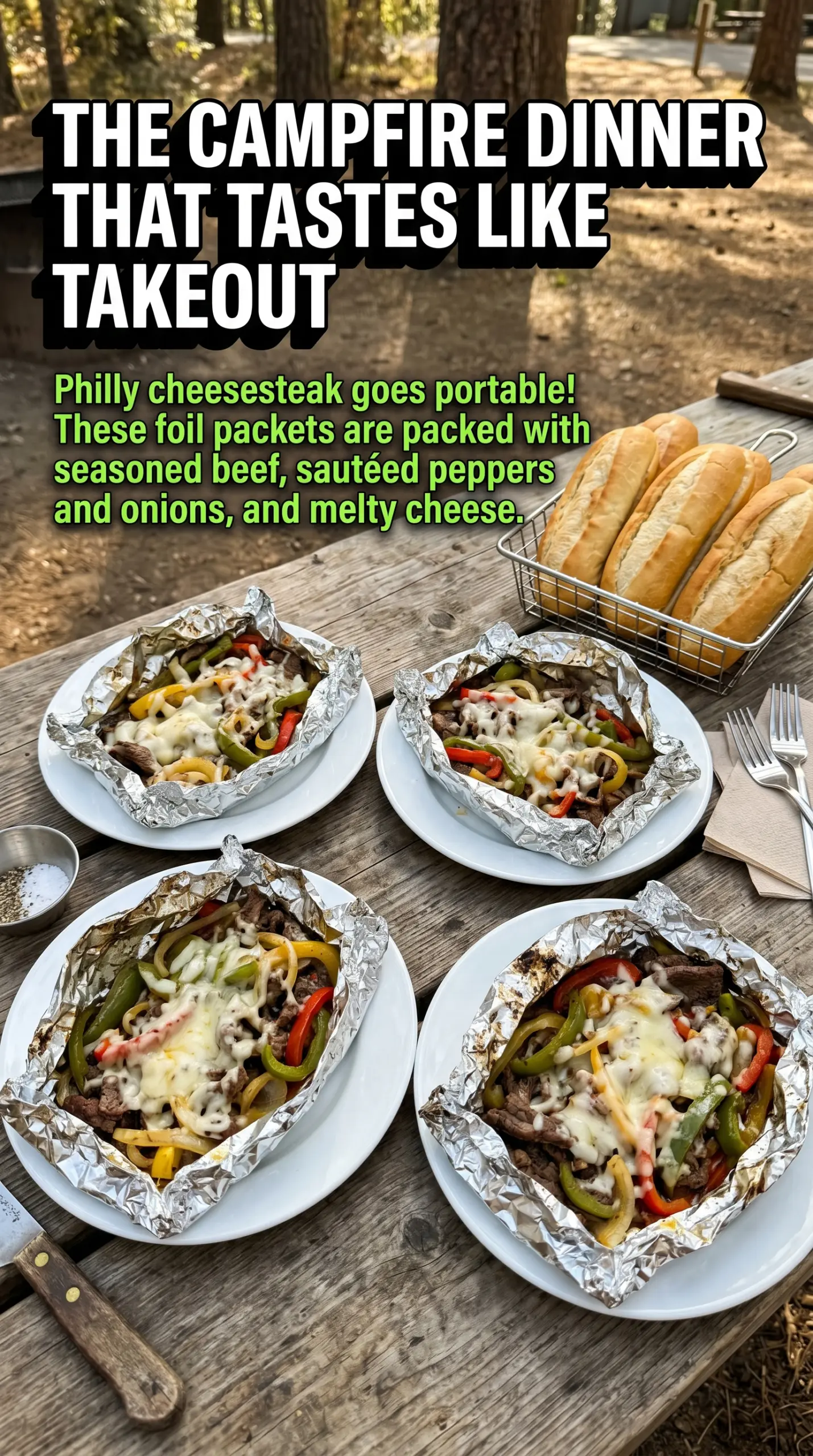 Philly Cheese Steak Foil Packet Dinners cheesy steak peppers onions