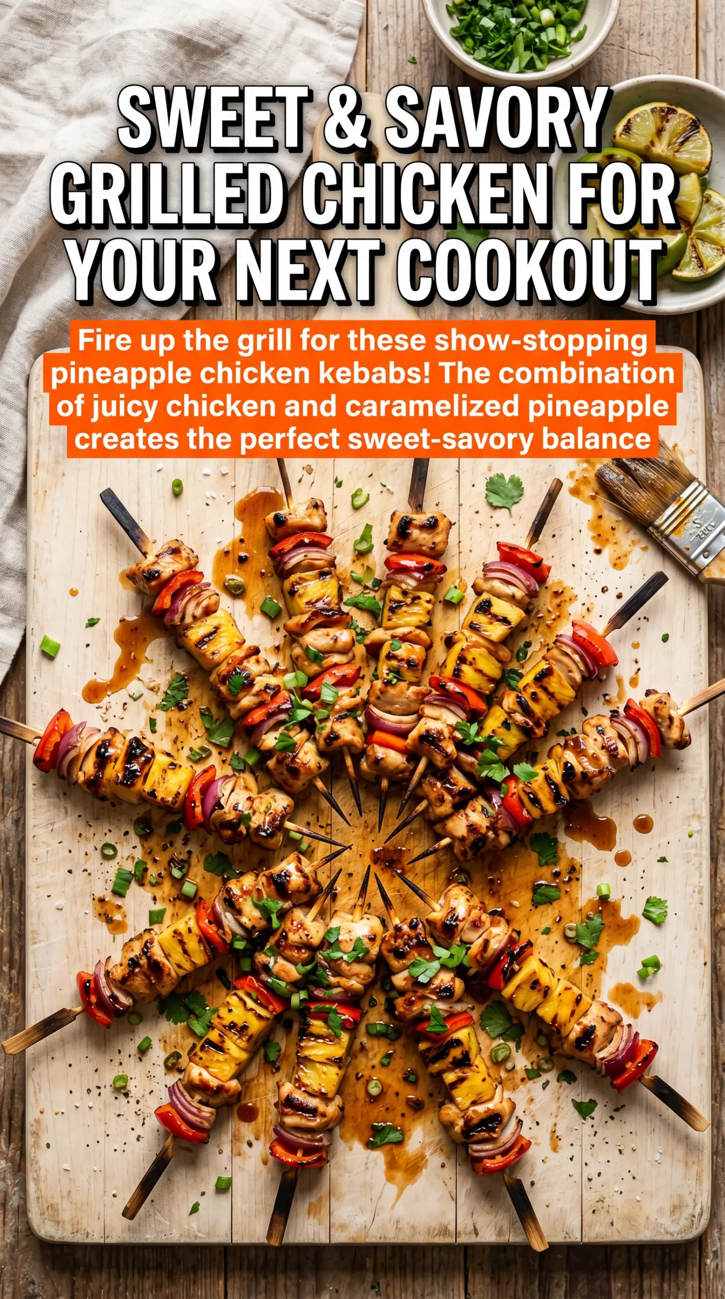 Pineapple Chicken Kebabs sweet-tangy grilled skewers