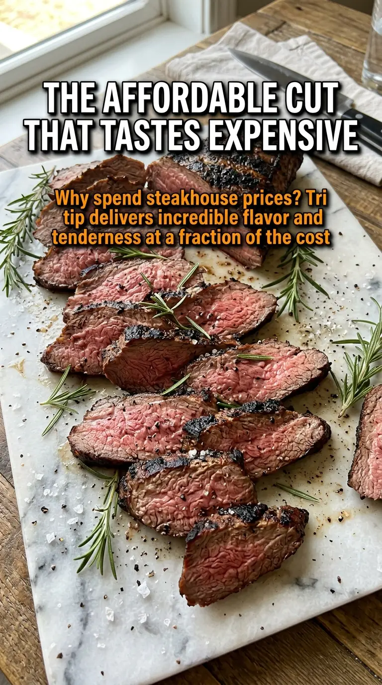 Tri tip grilled or oven-roasted crusty seasoned beef roast