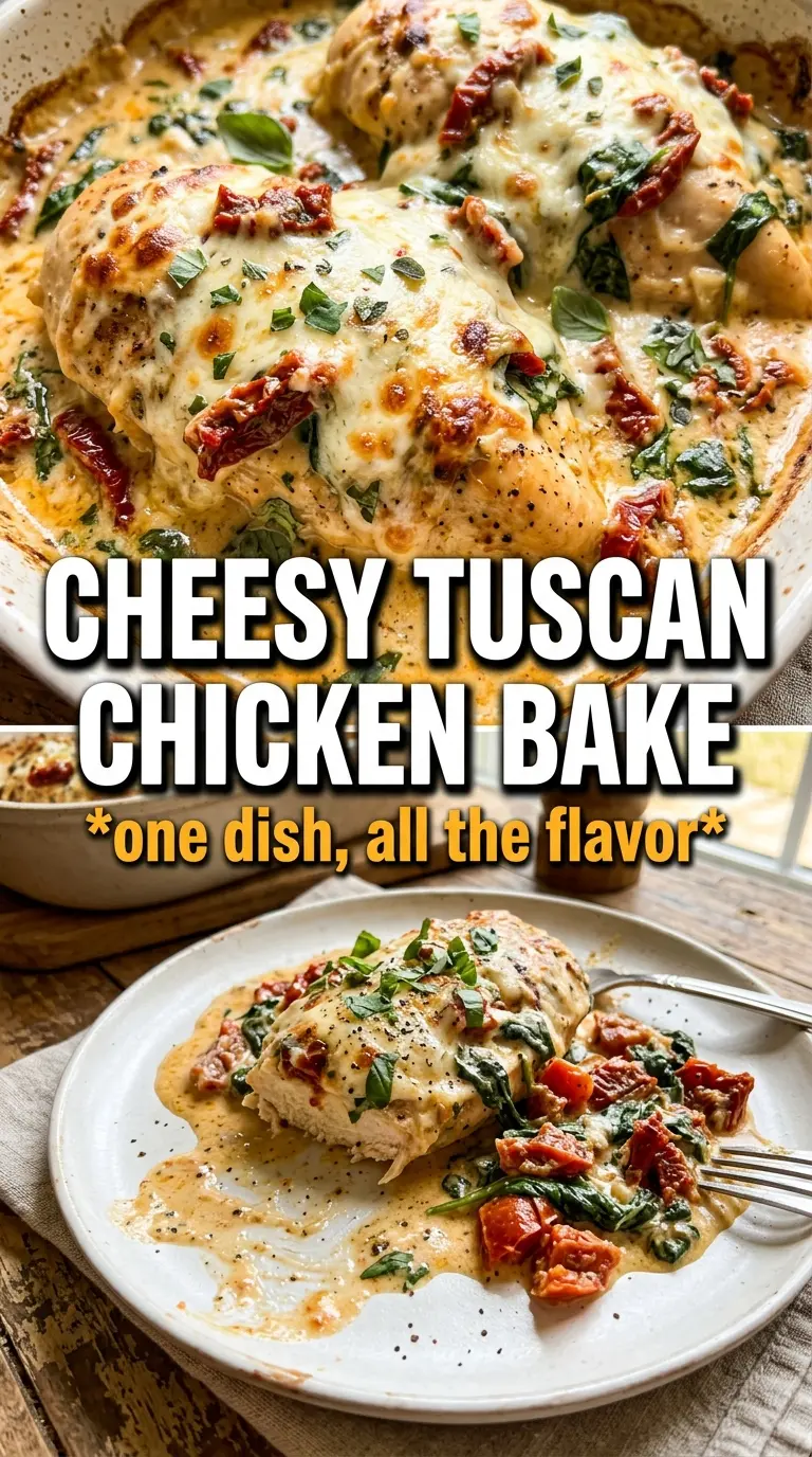 Baked Tuscan Chicken Casserole golden creamy savory