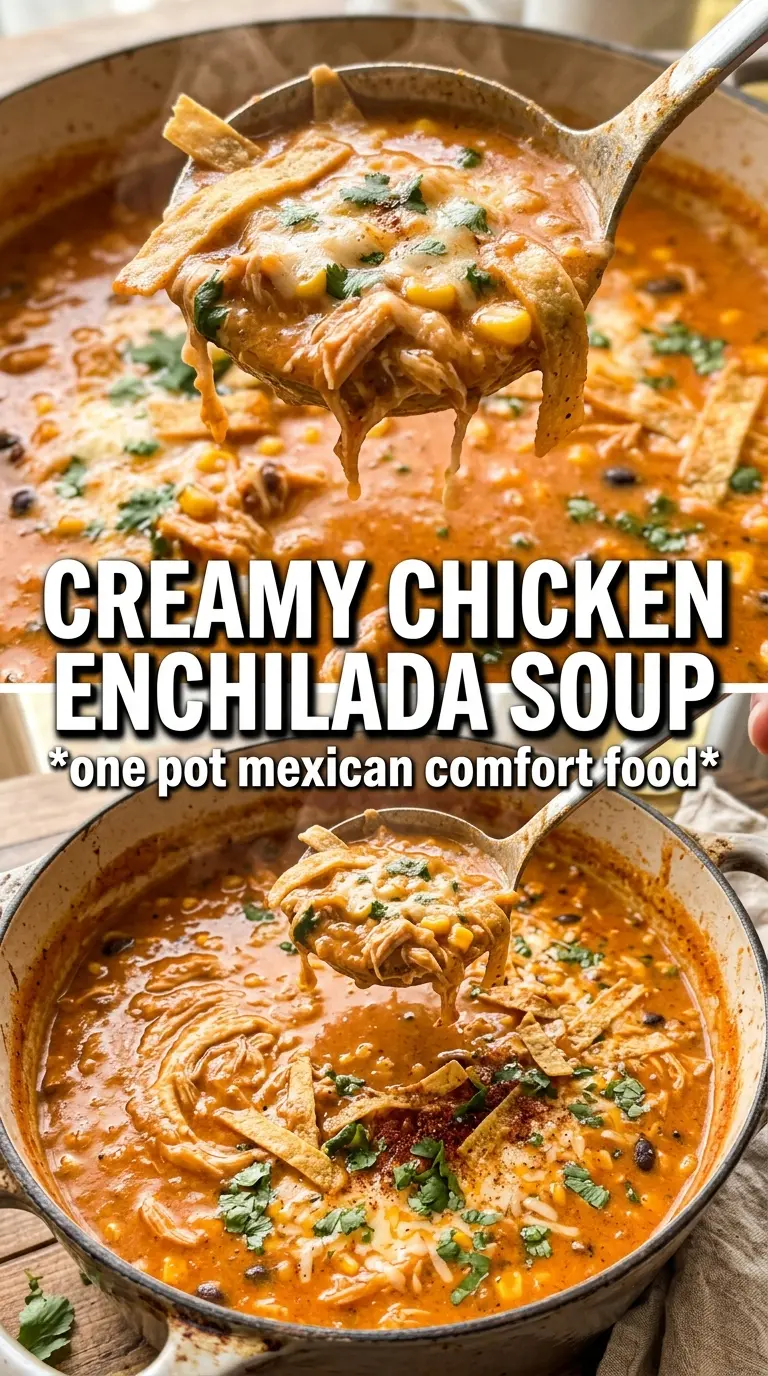 Chicken Enchilada Soup smoky red broth