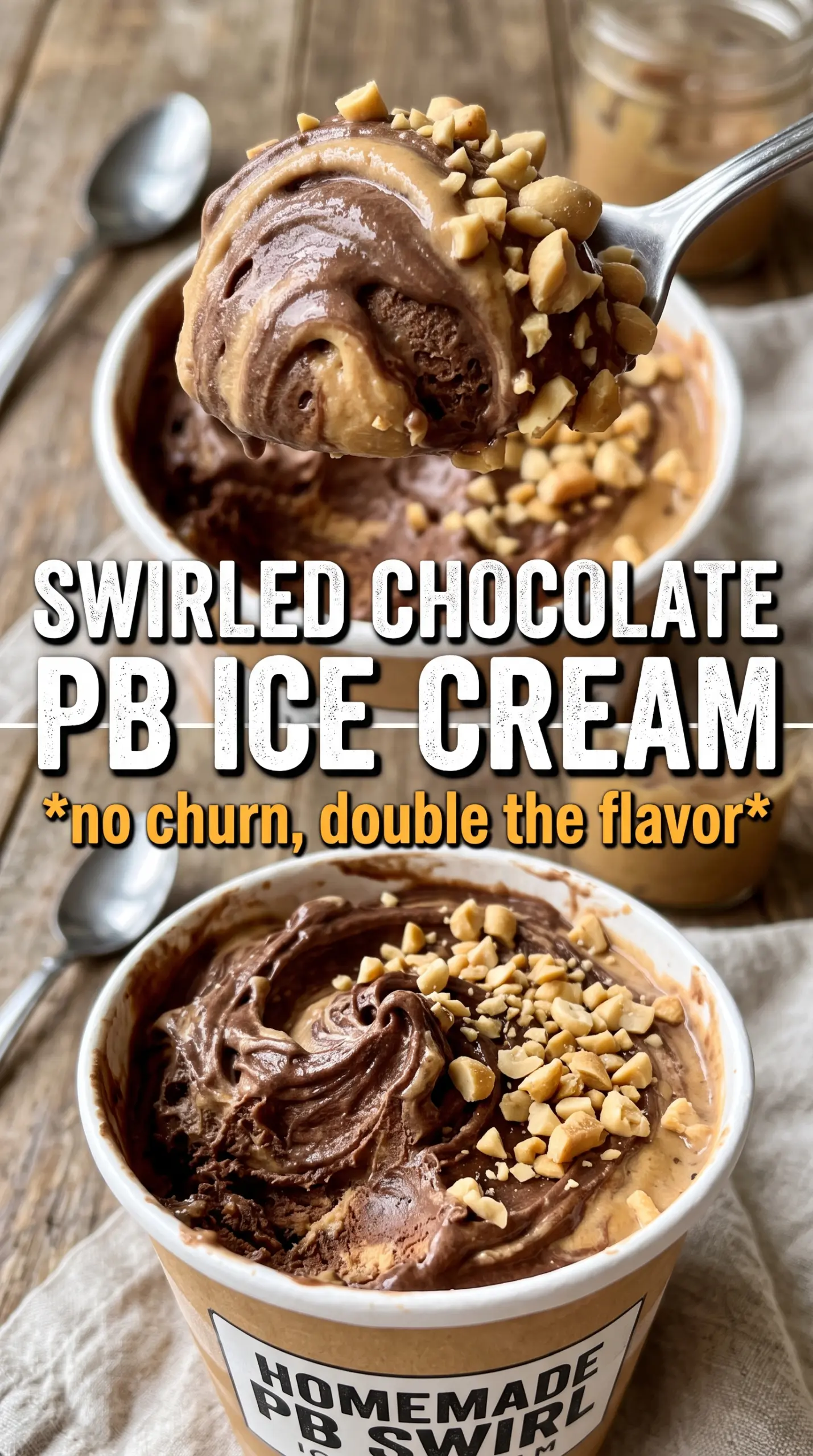 Chocolate Peanut Butter Ice Cream creamy swirls