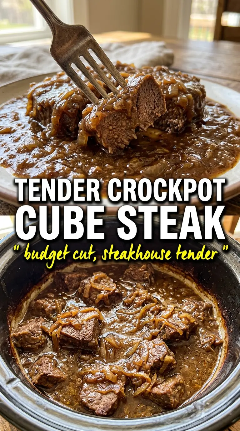 Crock Pot Cube Steak slow cooker onion gravy tender