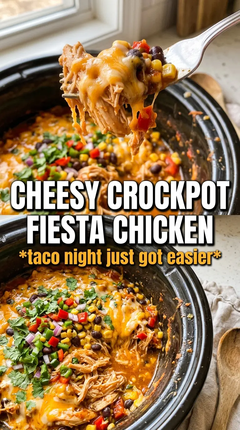Crockpot Fiesta Chicken creamy Tex-Mex shredded