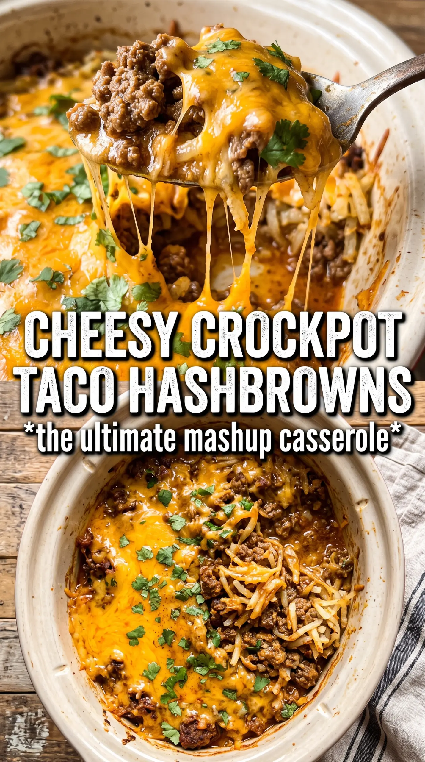 Crockpot Taco Hashbrown Casserole cheesy hearty