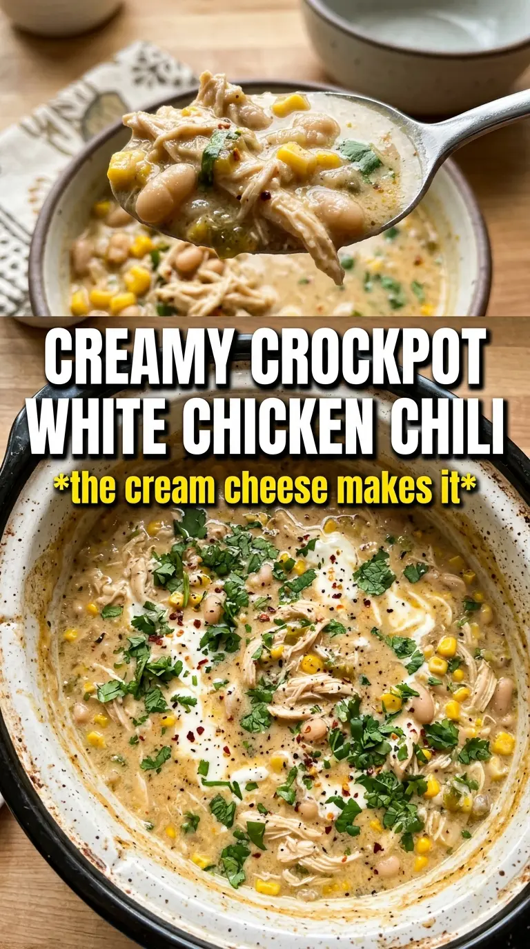 Crockpot White Chicken Chili with Cream Cheese creamy Tex-Mex