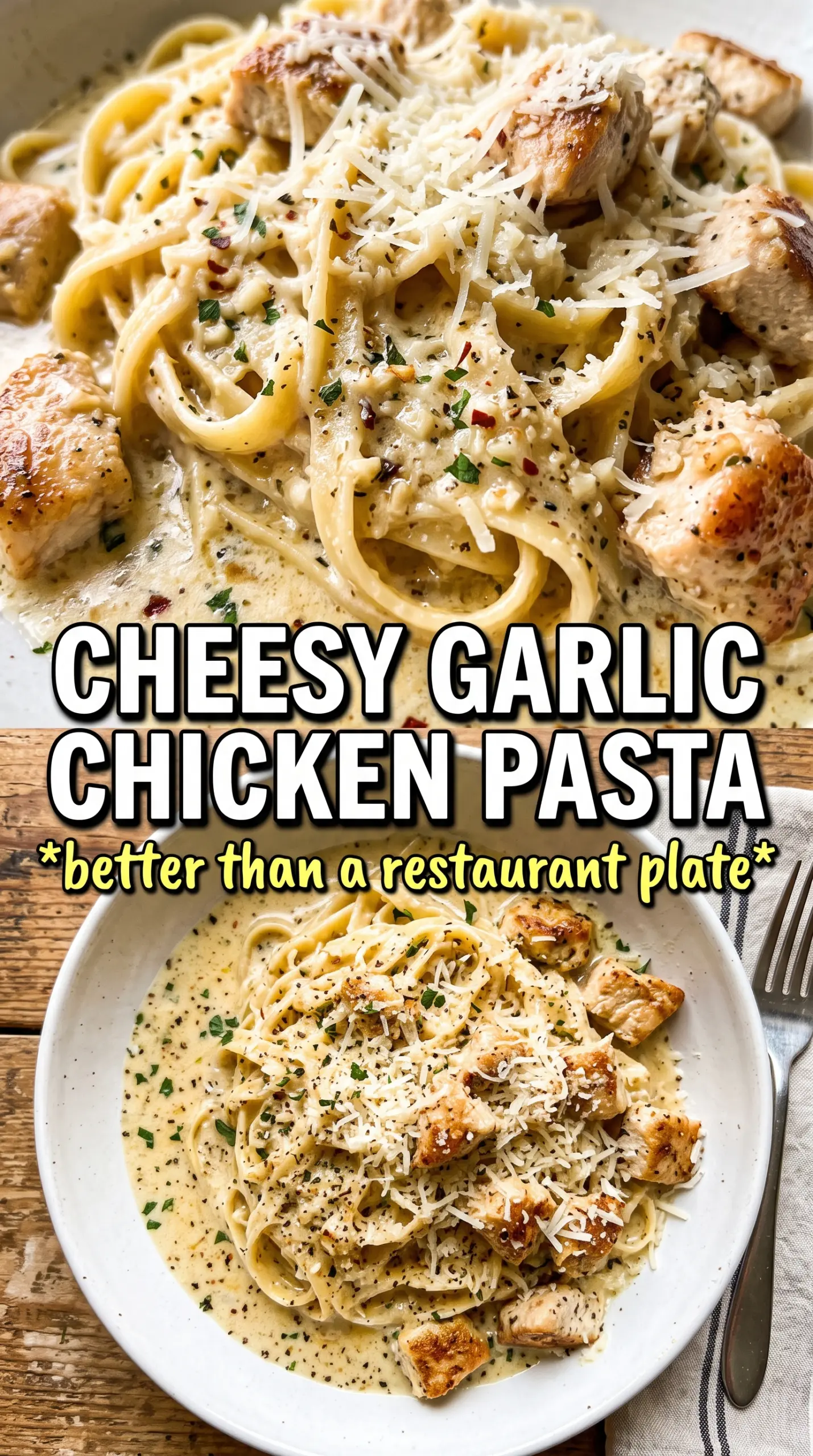 Garlic Parmesan Chicken Pasta creamy basil