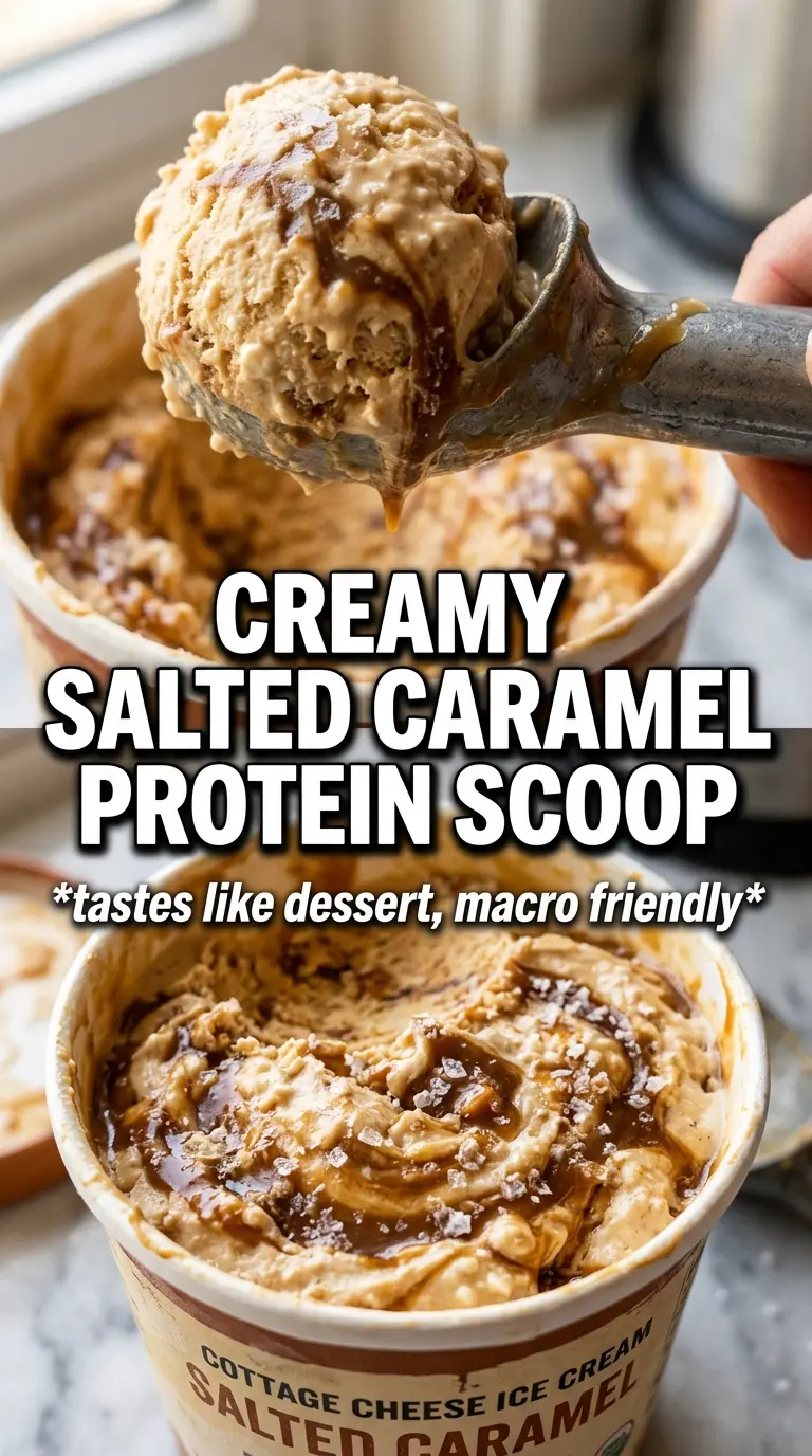 High-Protein Salted Caramel Cottage Cheese Ice Cream creamy caramel