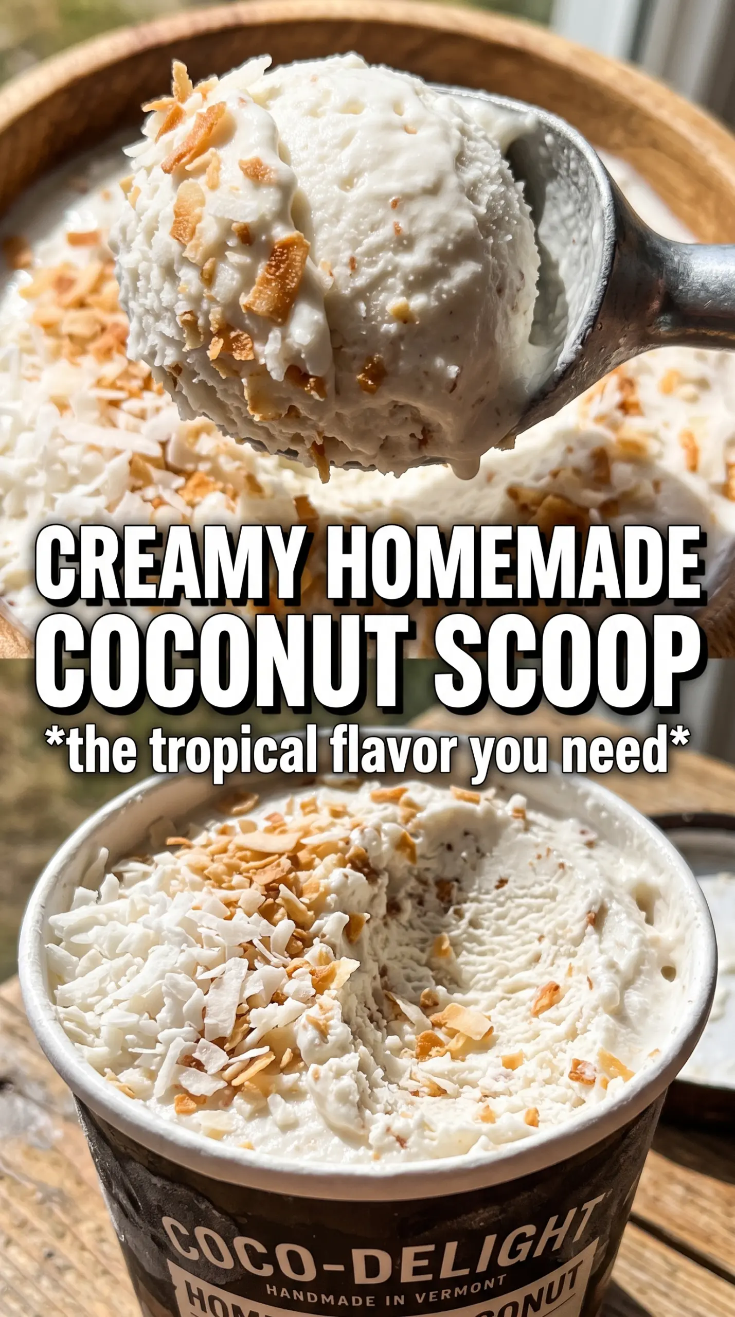 Homemade Coconut Ice Cream creamy toasted coconut