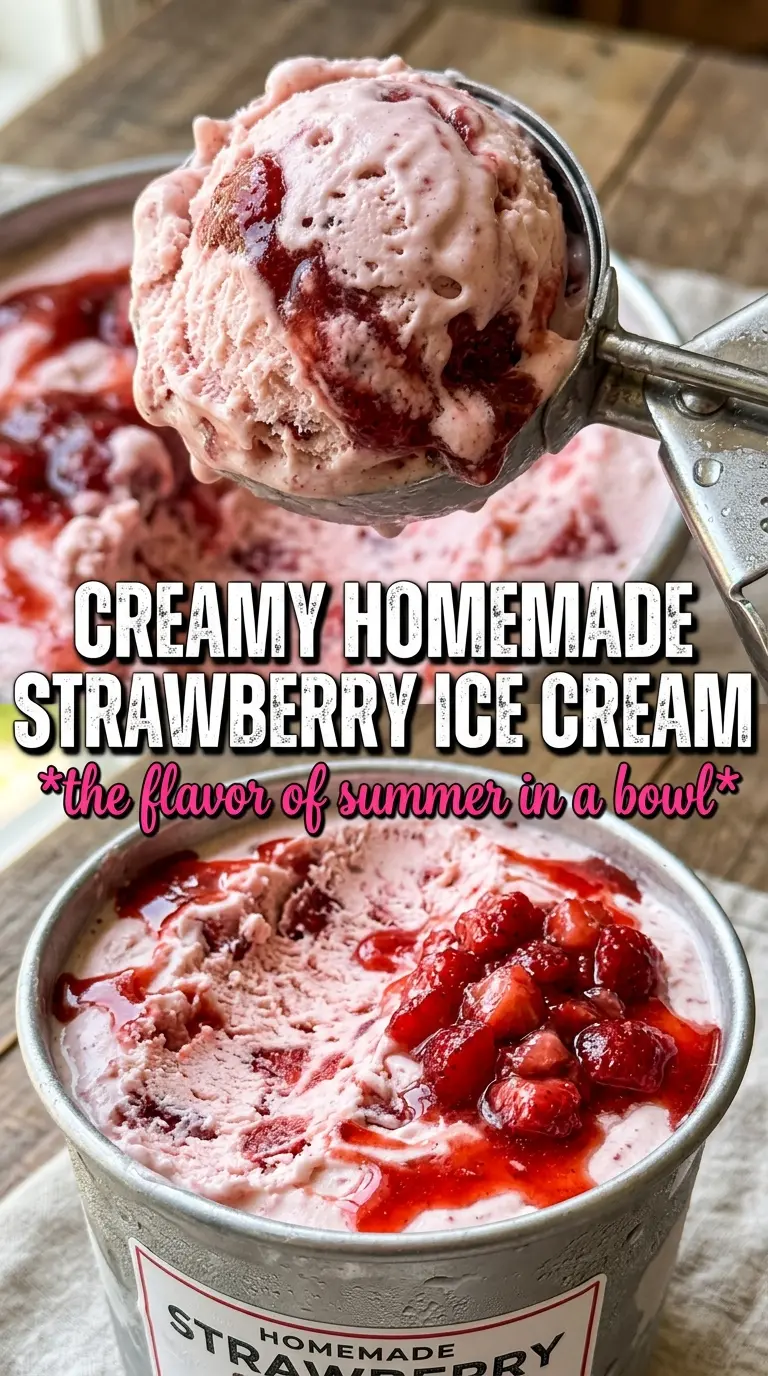 Homemade Strawberry Ice Cream creamy berry