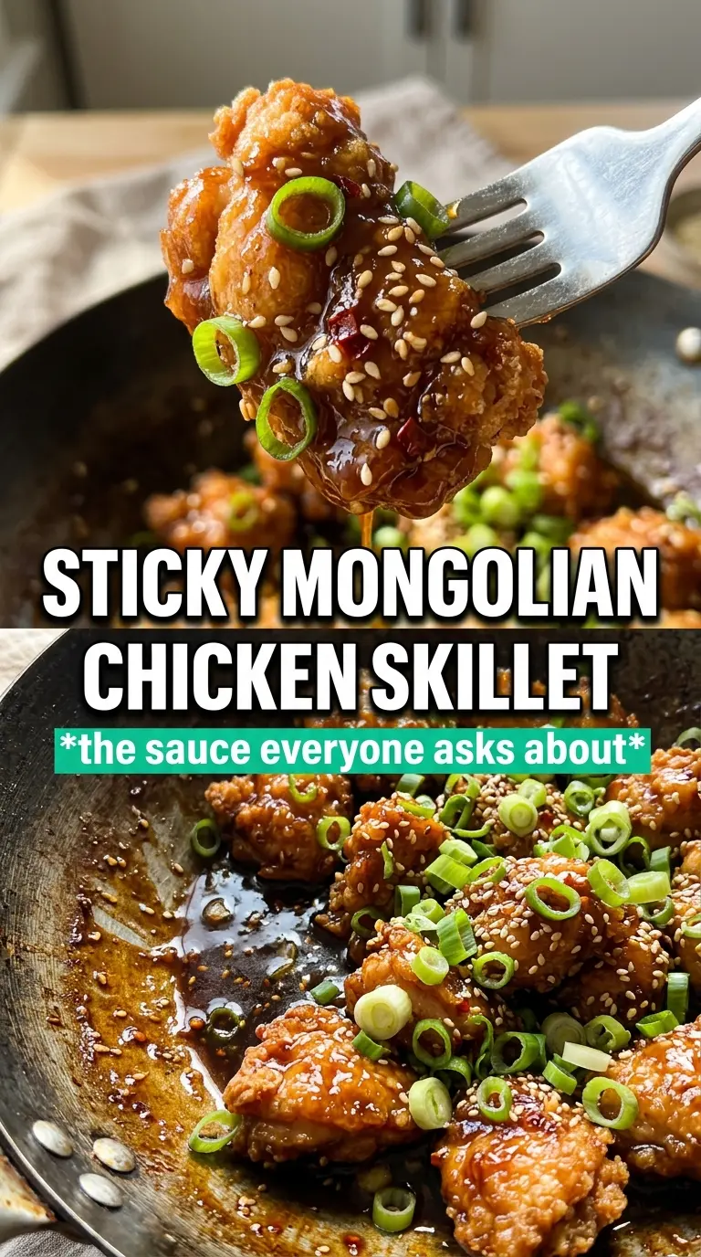 Mongolian chicken sticky glazed green onion sesame