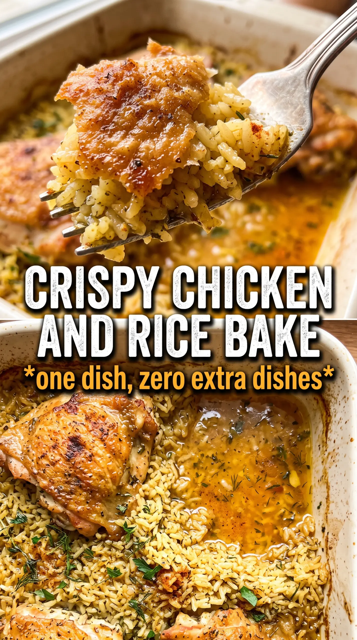 One-Pan Chicken and Rice Bake crispy chicken herbed rice