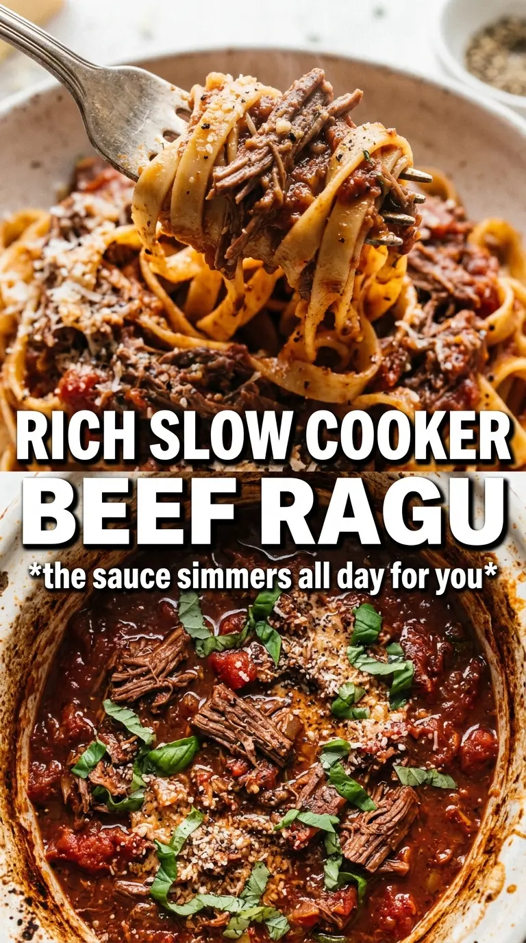 Slow Cooker Beef Ragu, rich, hearty, pasta