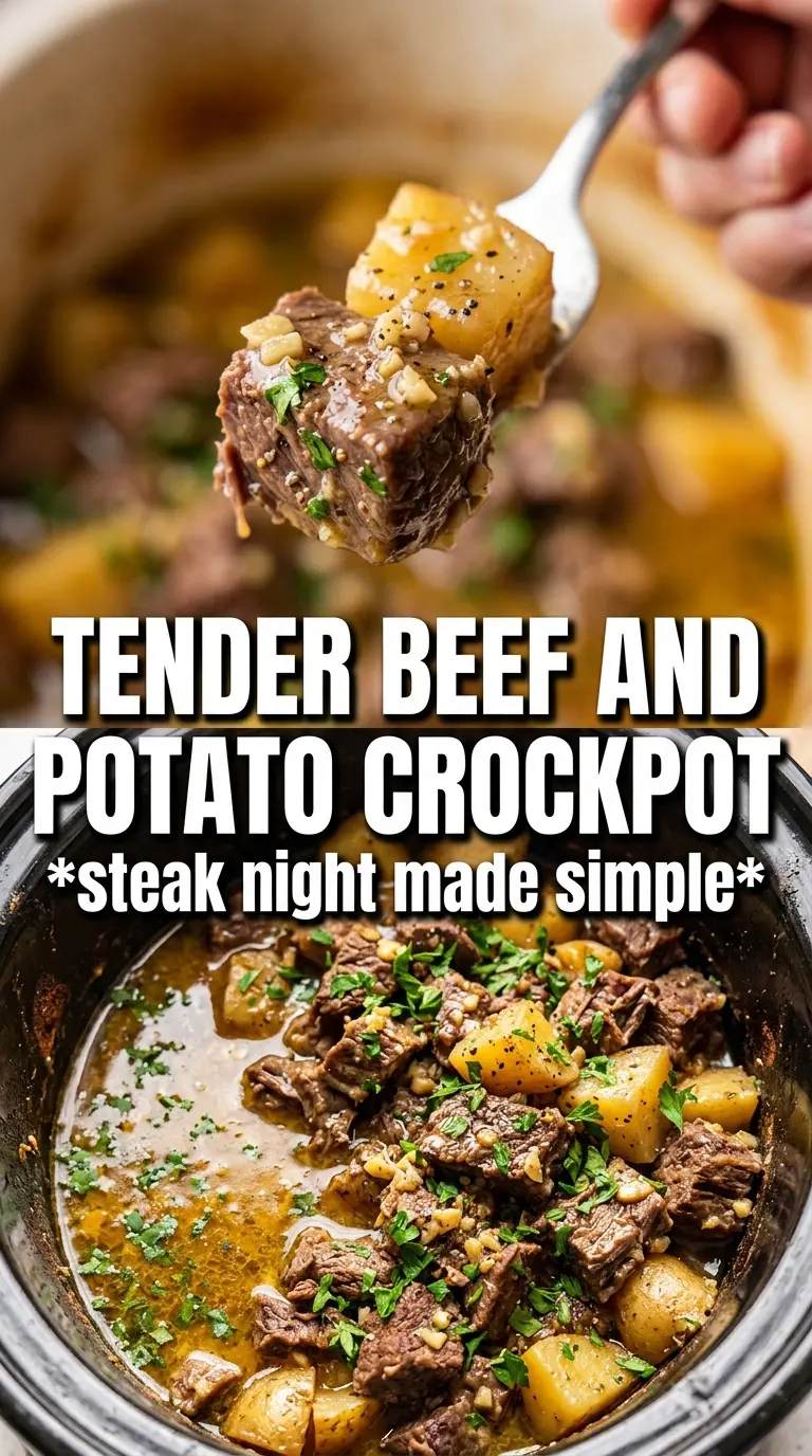 Slow Cooker Garlic Butter Beef Bites with Potatoes hearty garlicky tender