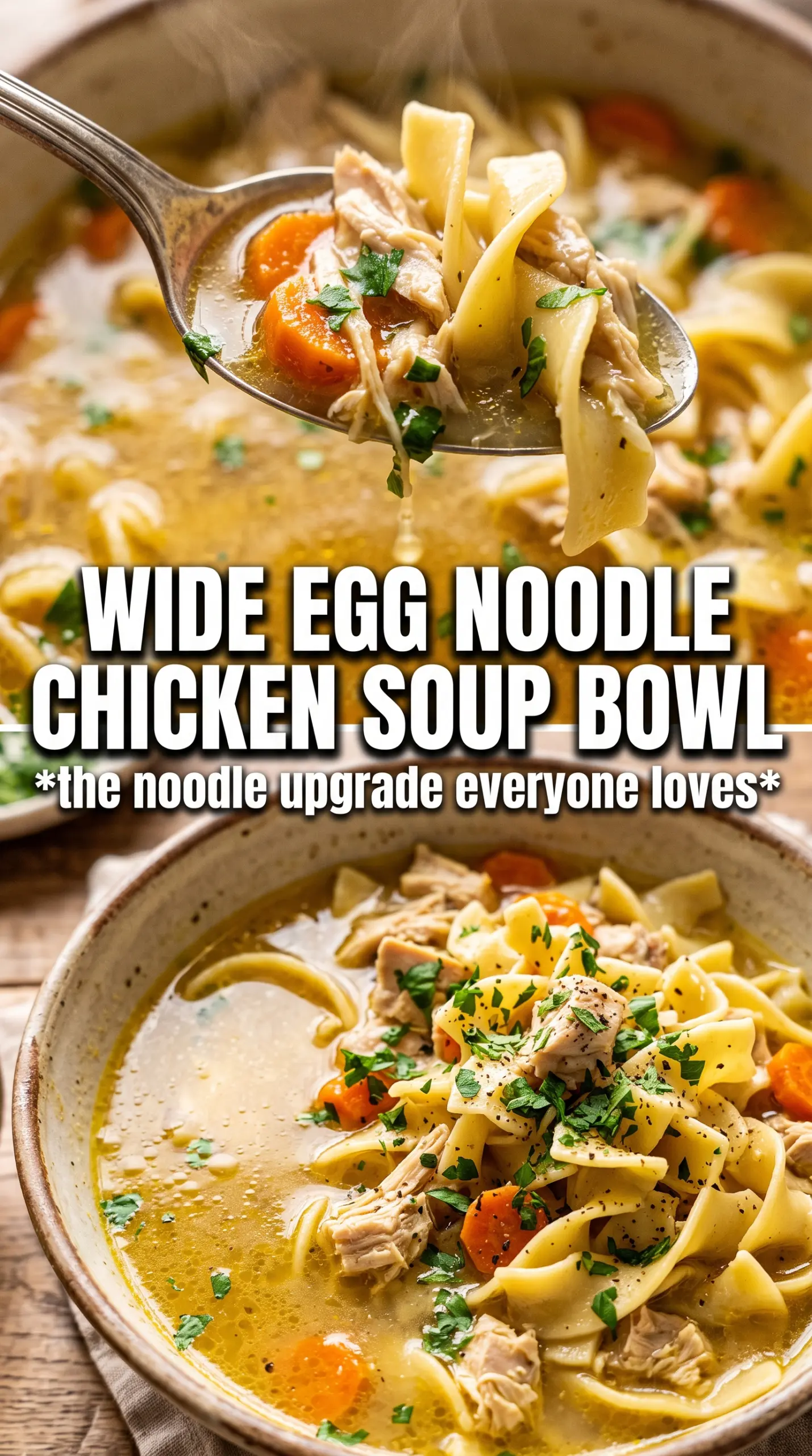 Chicken Noodle Soup With Egg Noodles with egg noodles, shredded chicken, herbs