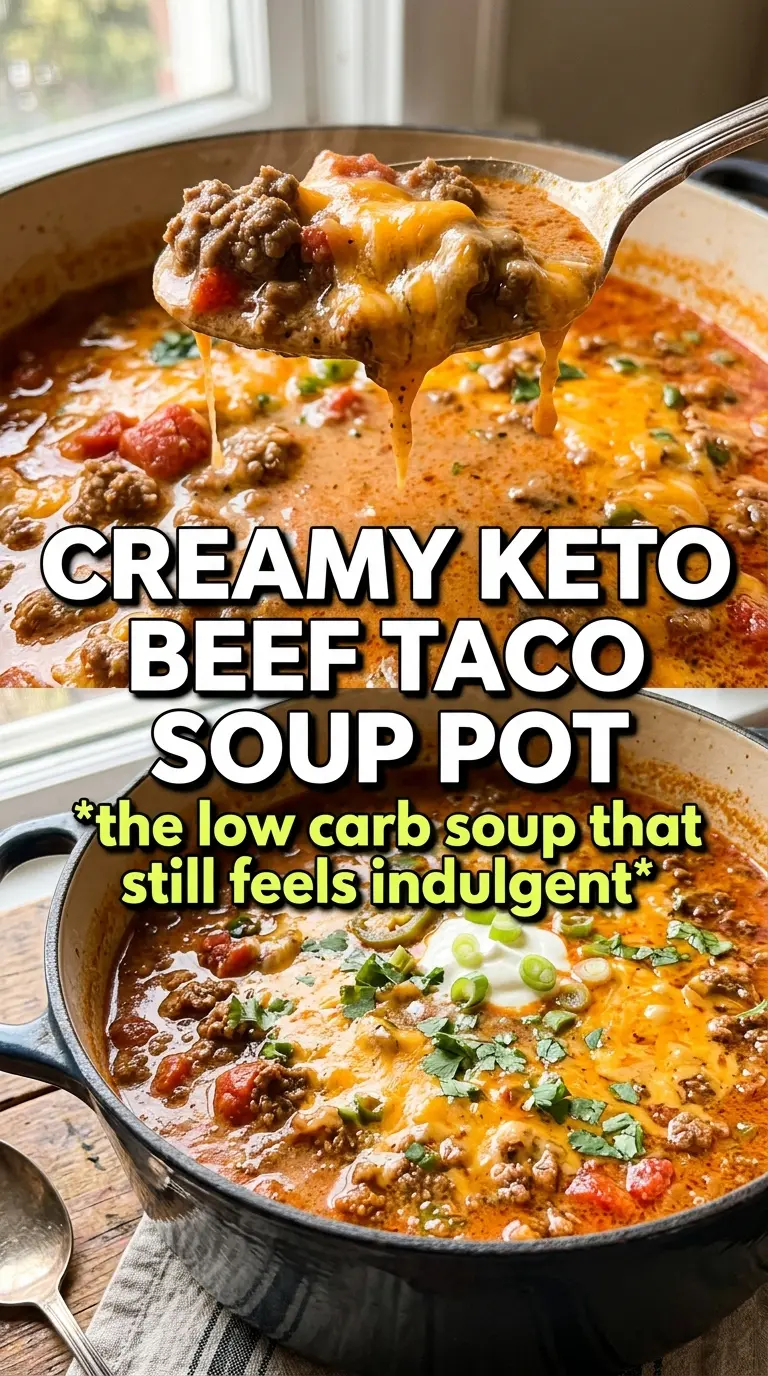 Creamy keto taco soup with ground beef, low-carb, Tex-Mex
