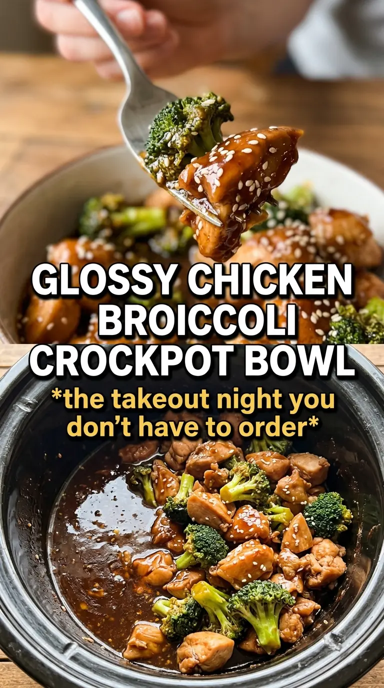 Crockpot Chicken and Broccoli glossy soy-garlic, tender chicken, crisp broccoli