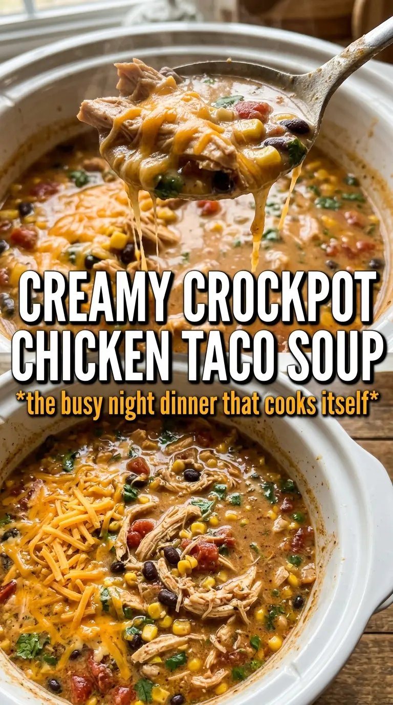 Crockpot Creamy Chicken Taco Soup creamy Tex-Mex chicken soup