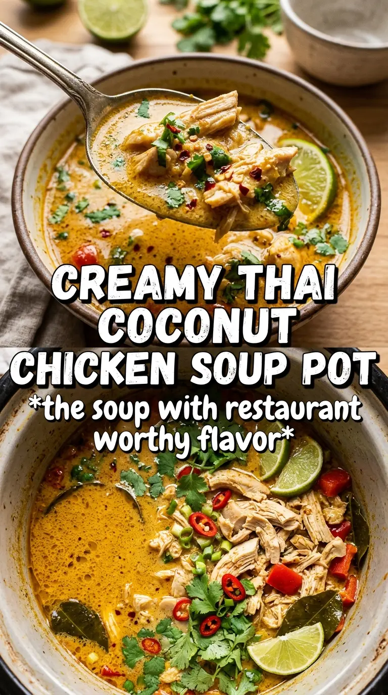 Crockpot Thai Coconut Chicken Soup creamy aromatic