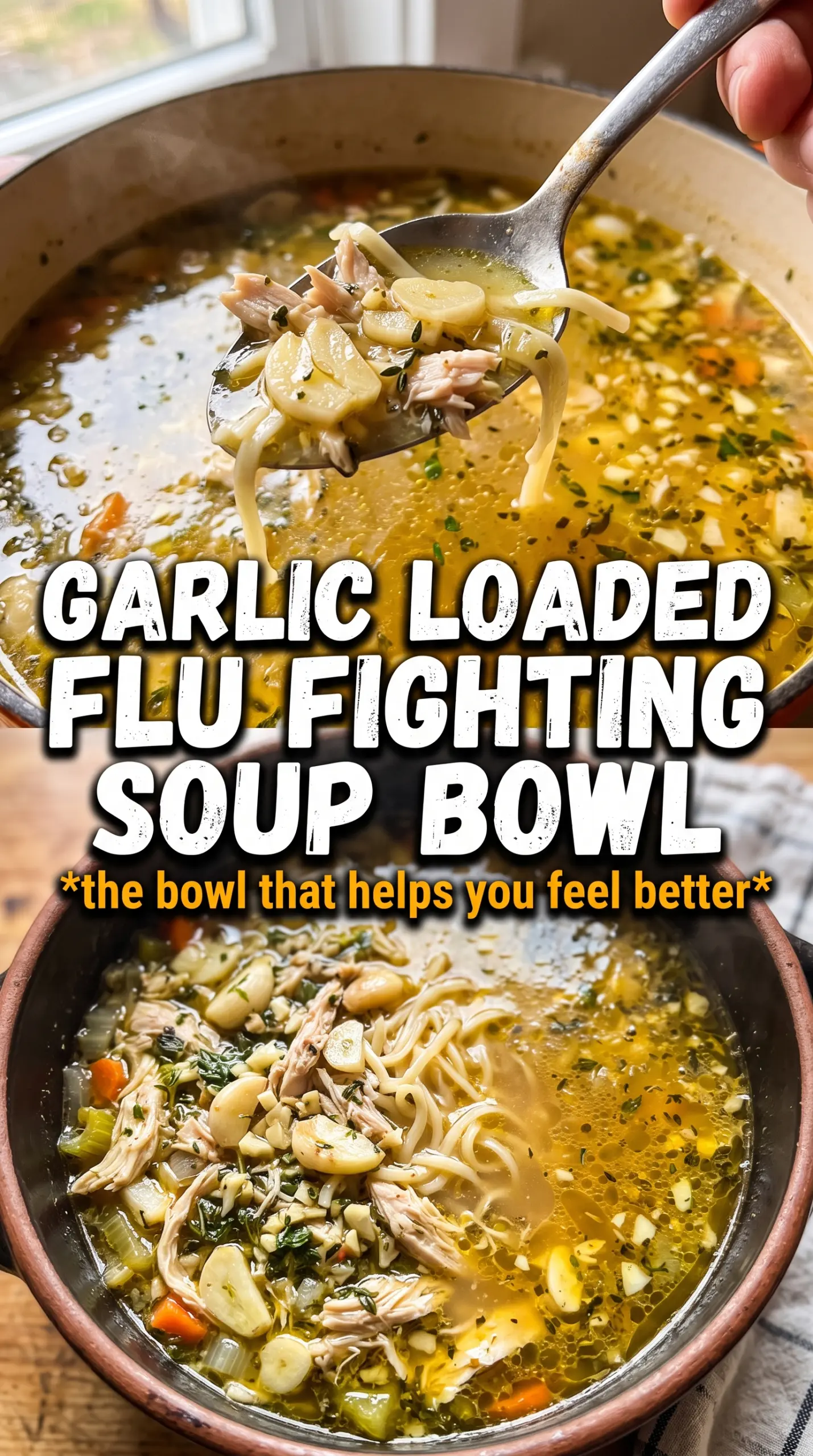 Flu-Fighting Chicken Noodle Soup golden broth ginger lemon