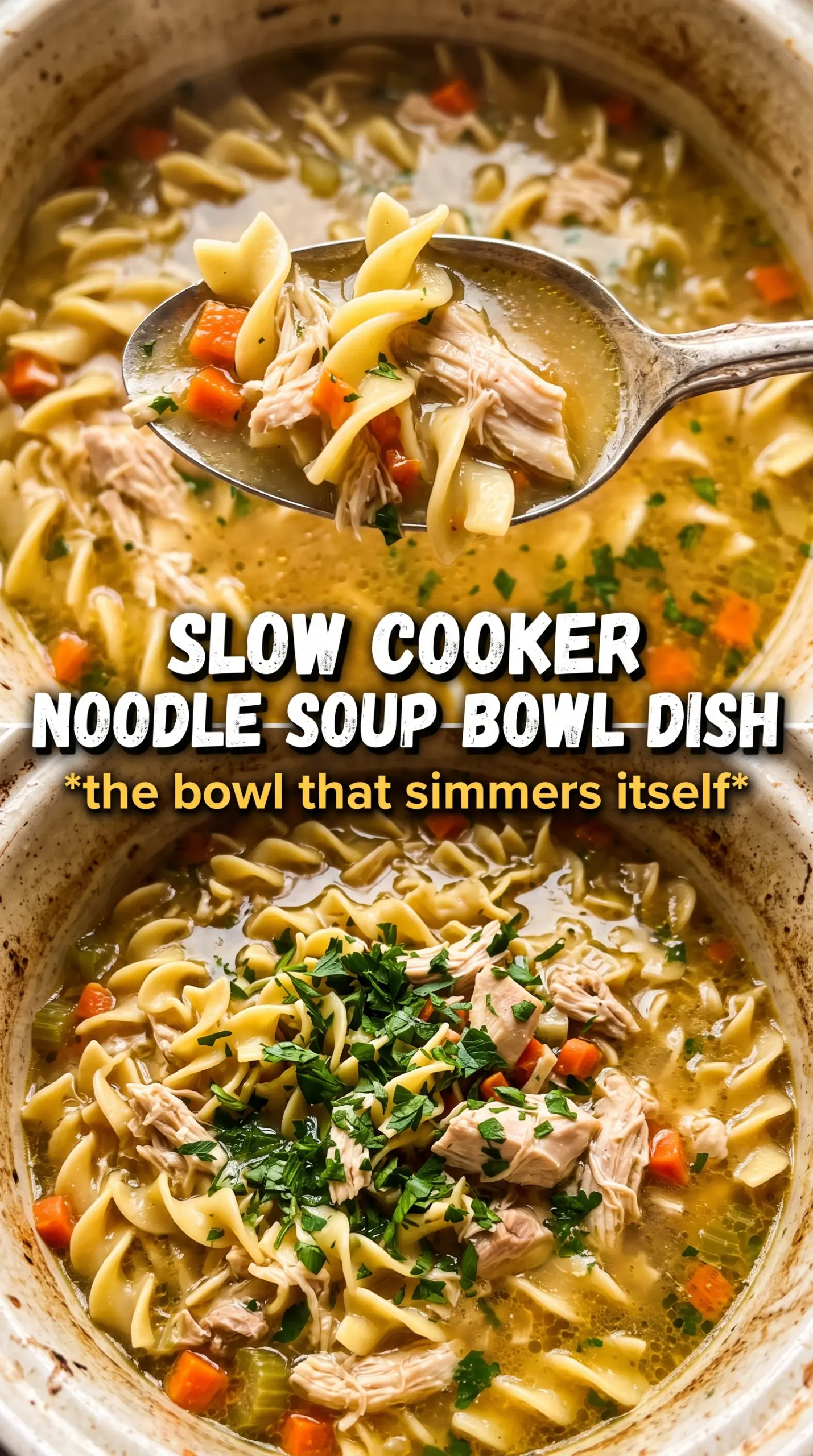 Slow Cooker Chicken Noodle Soup clear broth tender noodles