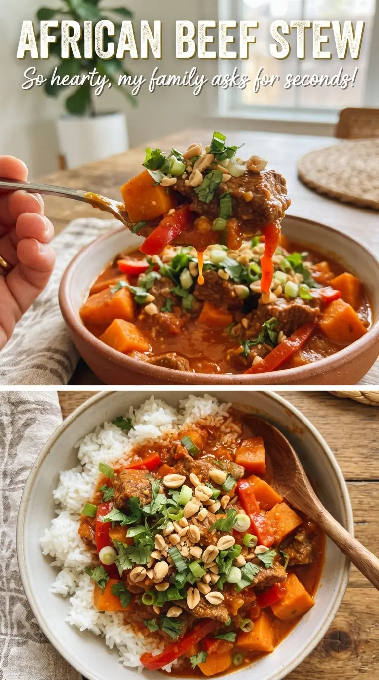 African Beef Stew rich orange peanut tomato