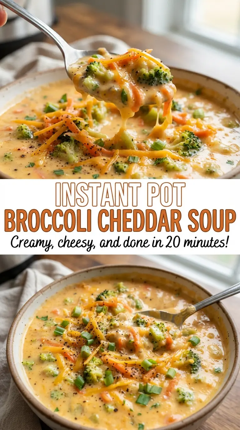 Instant Pot Broccoli Cheddar Soup creamy cheesy