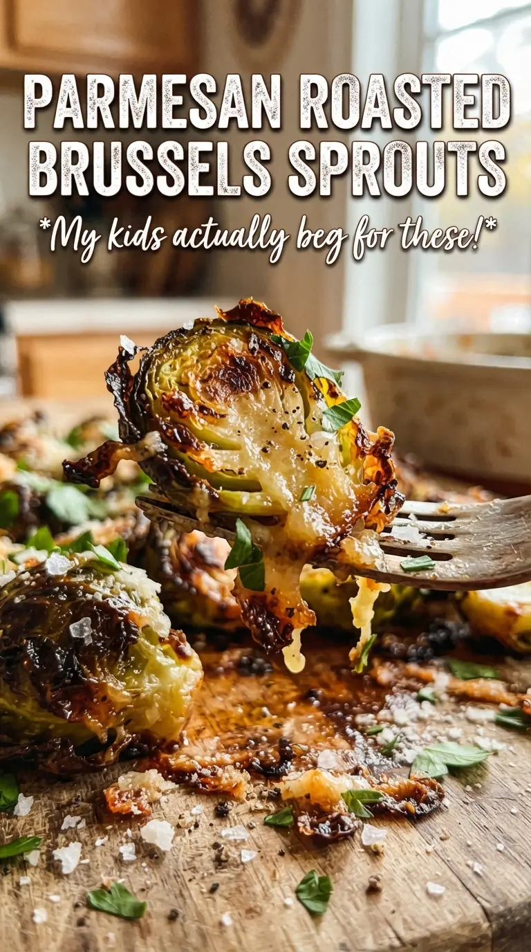 Parmesan Roasted Brussels Sprouts crispy cheesy